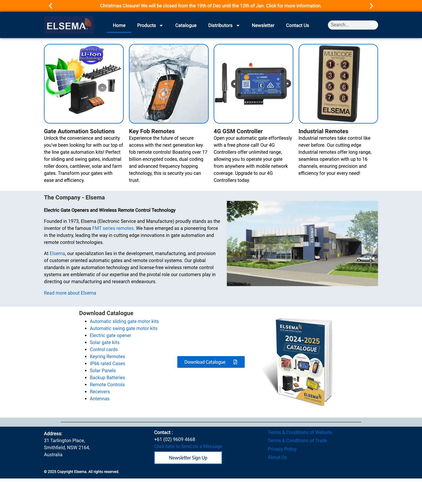 Gate Automation & Remote Control Systems | Elsema Australia - Full Screenshot