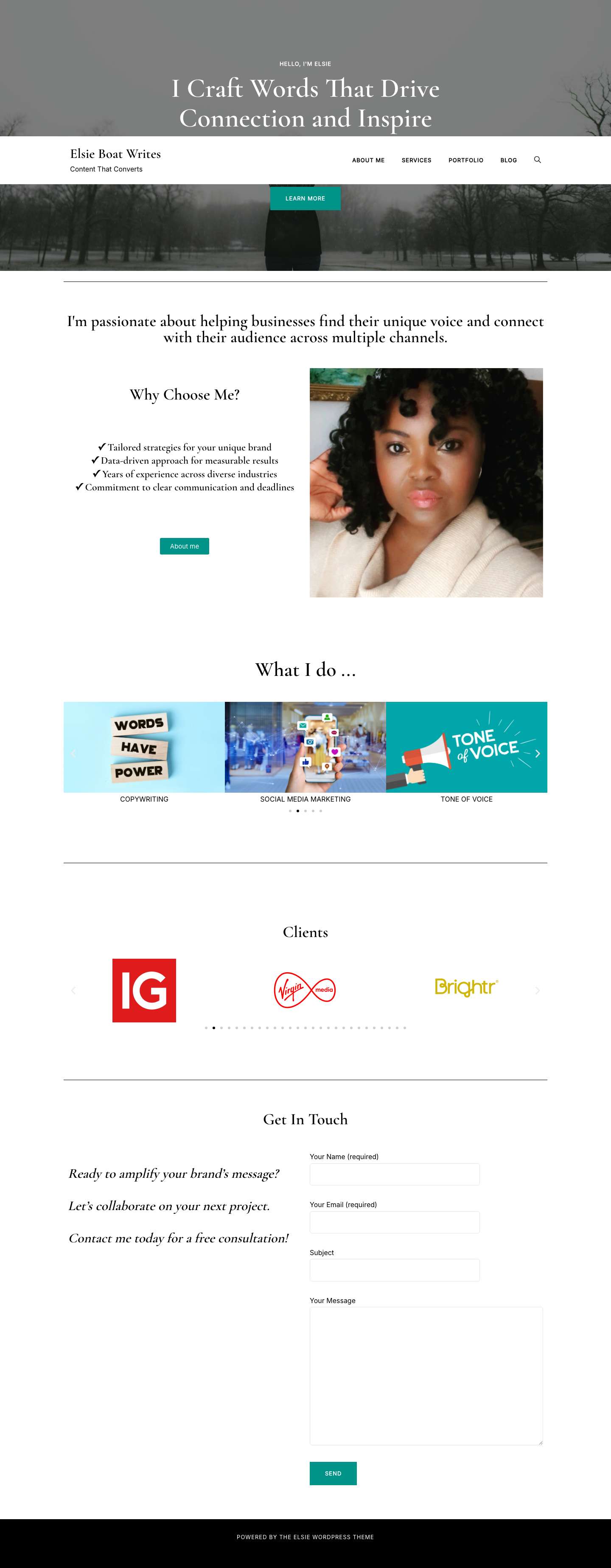 Home - Elsie Boat Writes - Full Screenshot