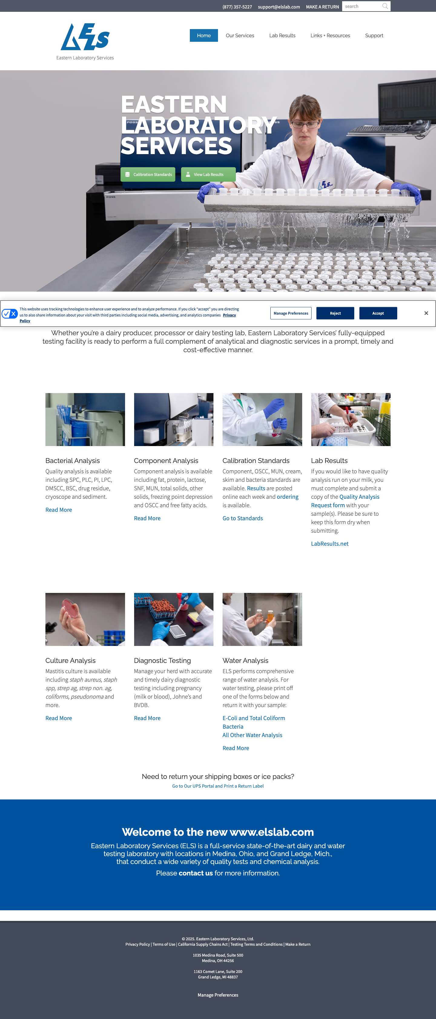 Eastern Laboratory Services, Ltd. - Fully-Equipped Testing Facility - Full Screenshot