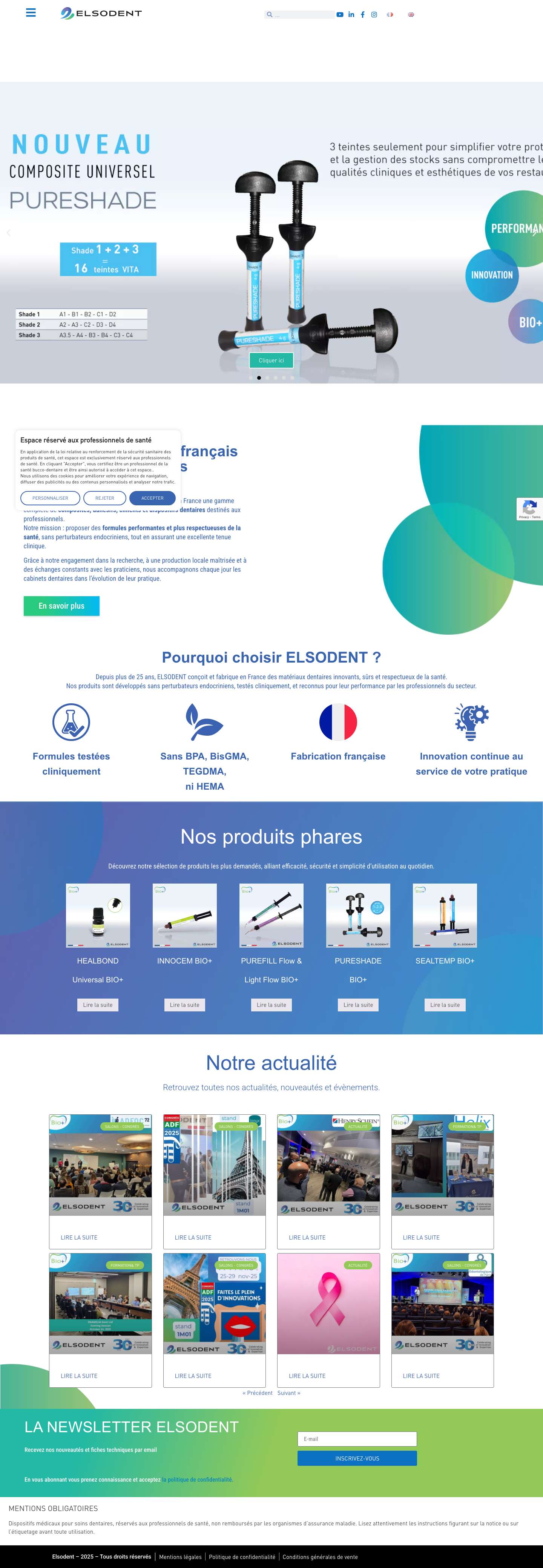 Elsodent : composites dentaires et matériaux dentaires - Full Screenshot