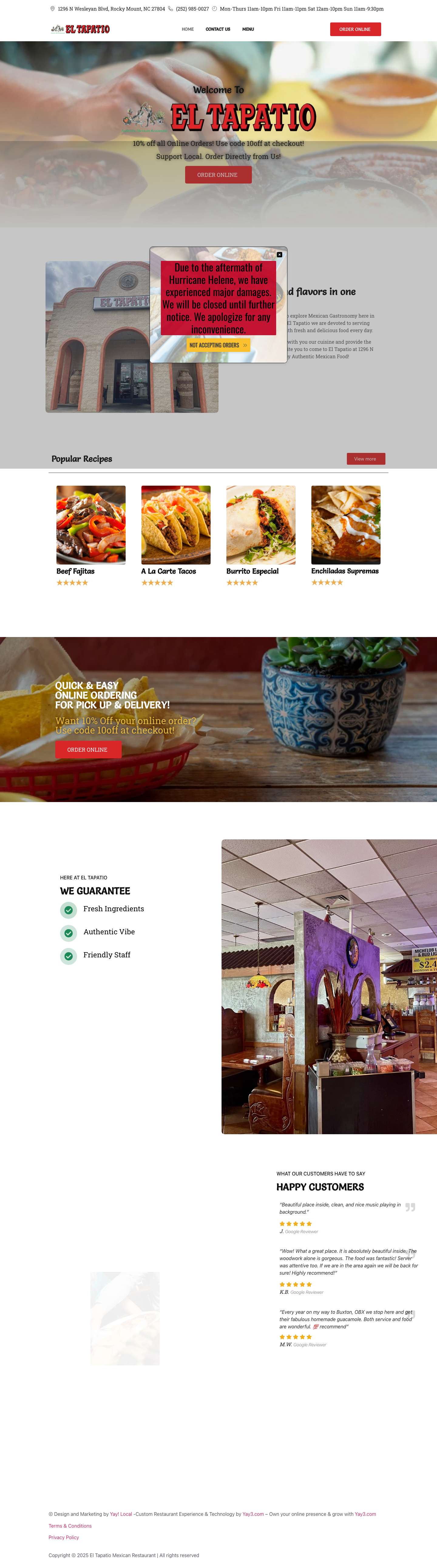 El Tapatio Rocky Mount | Mexican Cuisine | Rocky Mount, NC - Full Screenshot