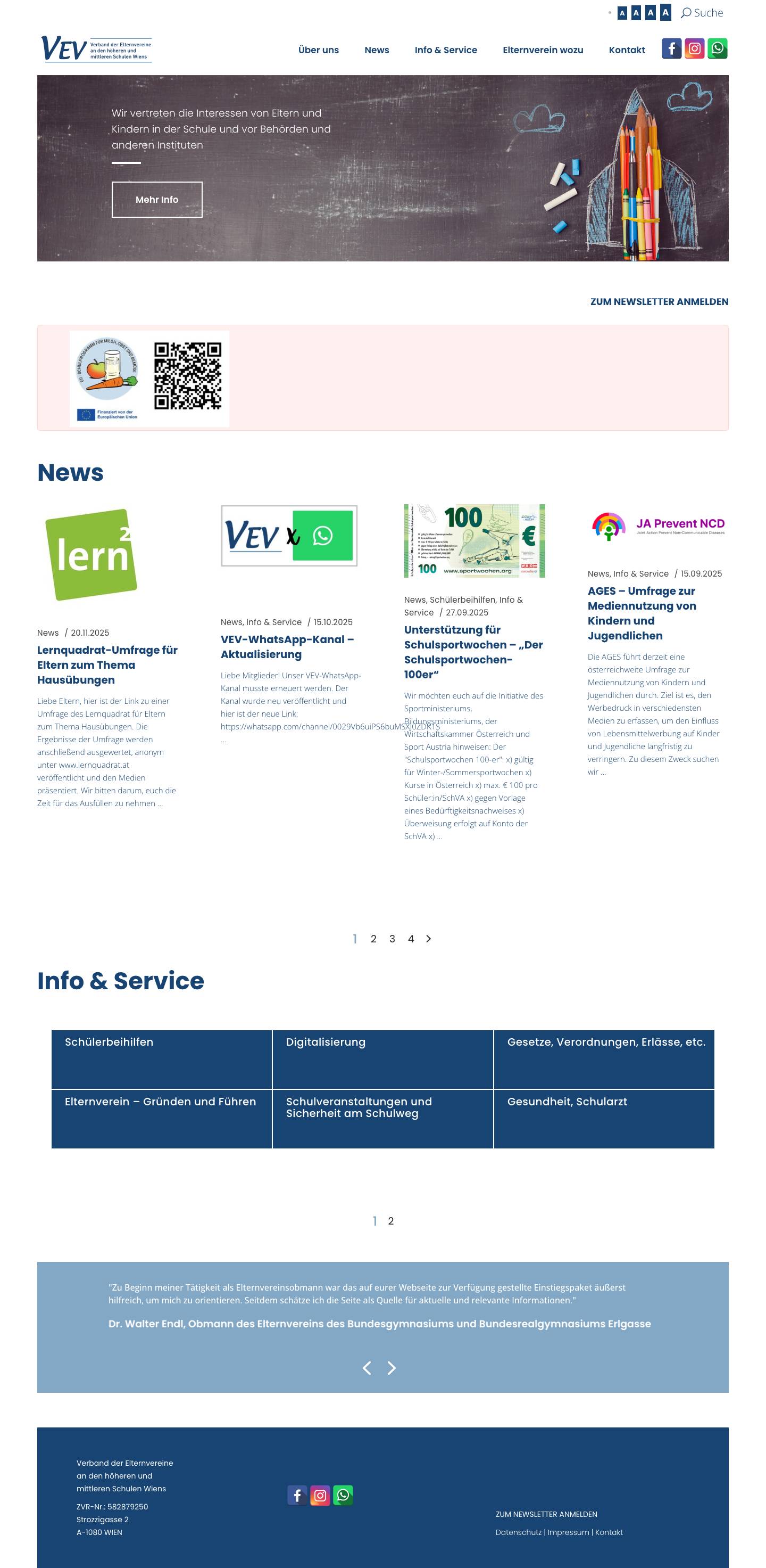 VEV Elternverband – Verband der Elternvereine an den höheren und mittleren Schulen Wiens - Full Screenshot