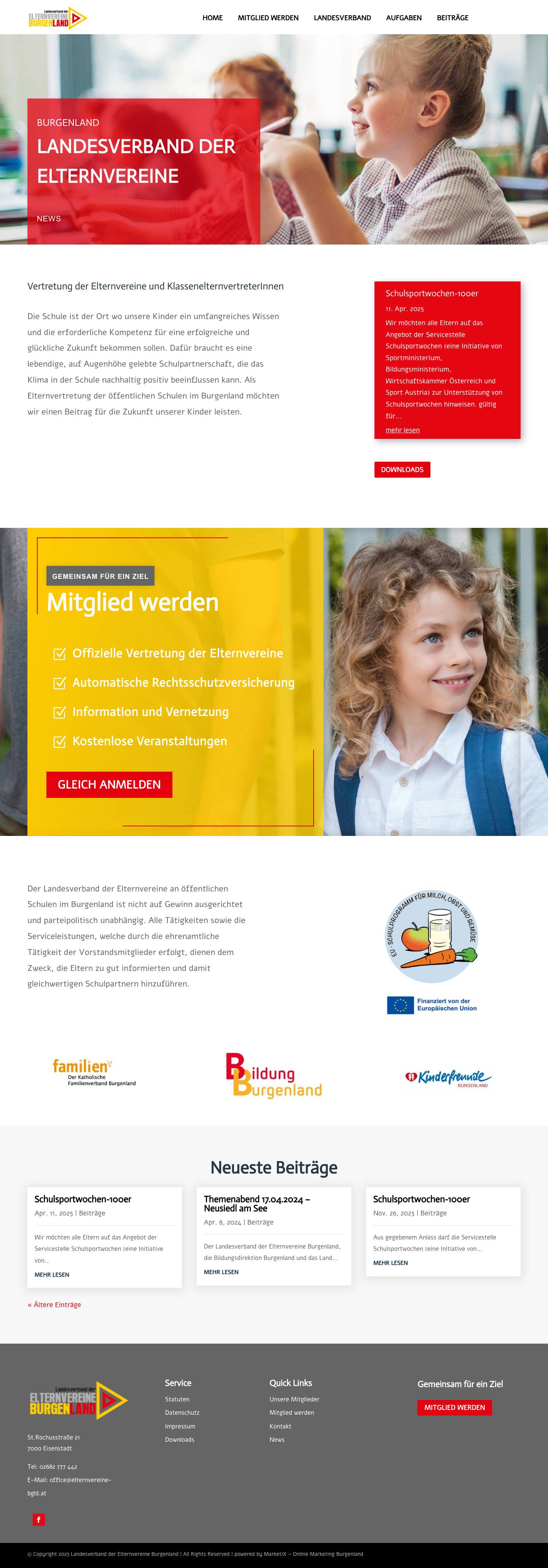 Elternvereine Burgenland | Landesverband - Full Screenshot
