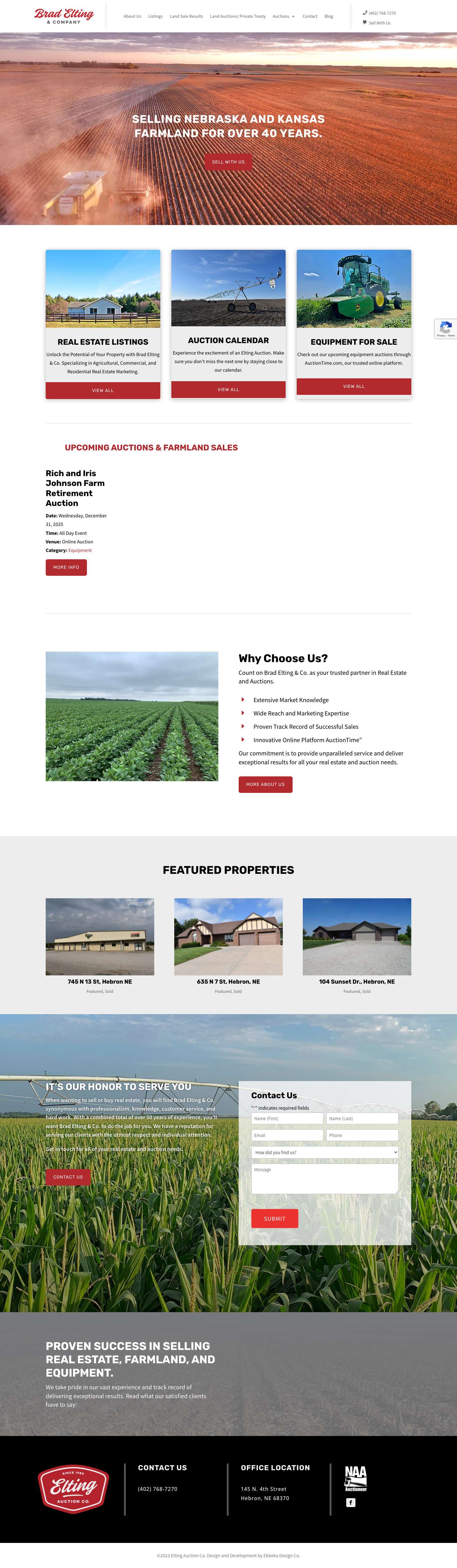 Brad Elting & Company - Selling Farmland in NE and KS for Over 40 Years - Full Screenshot