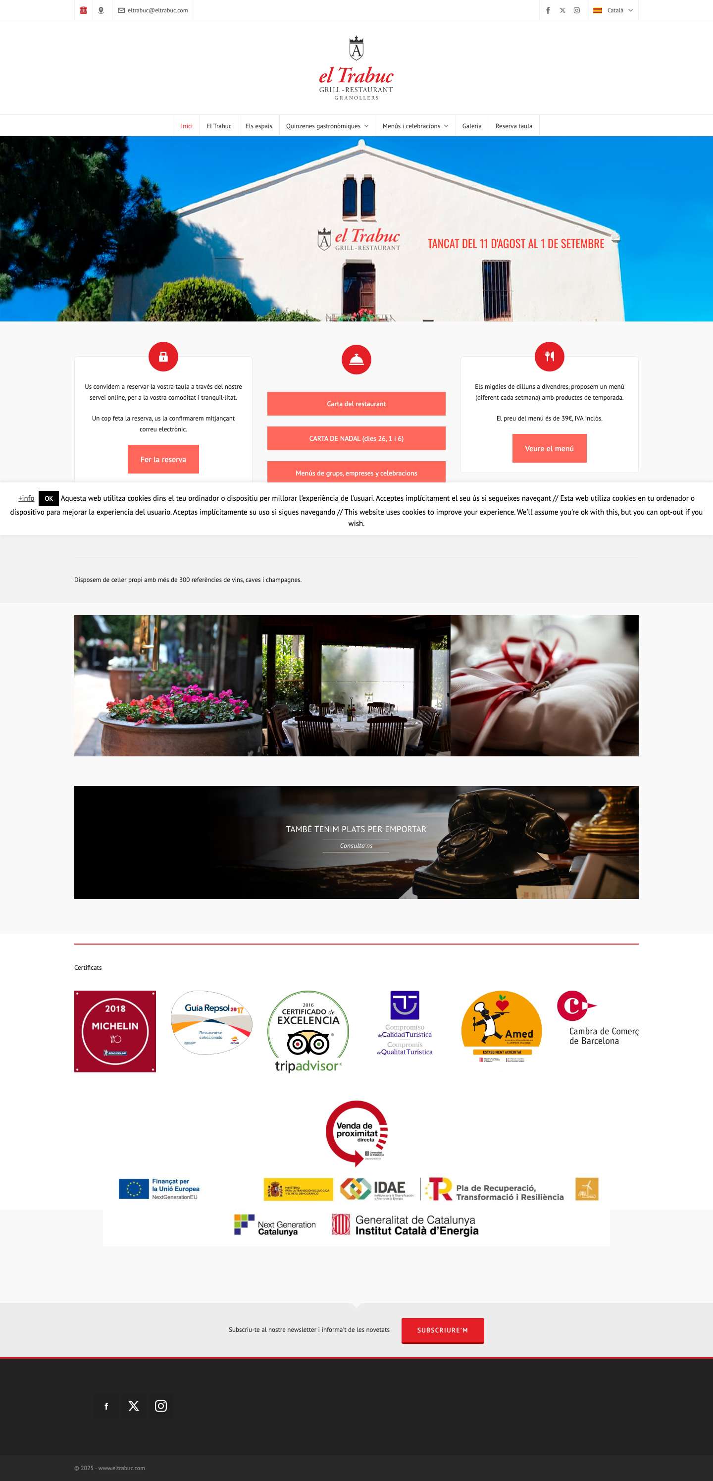 Restaurant El Trabuc - Grill-Restaurant a Granollers (Barcelona) - Full Screenshot