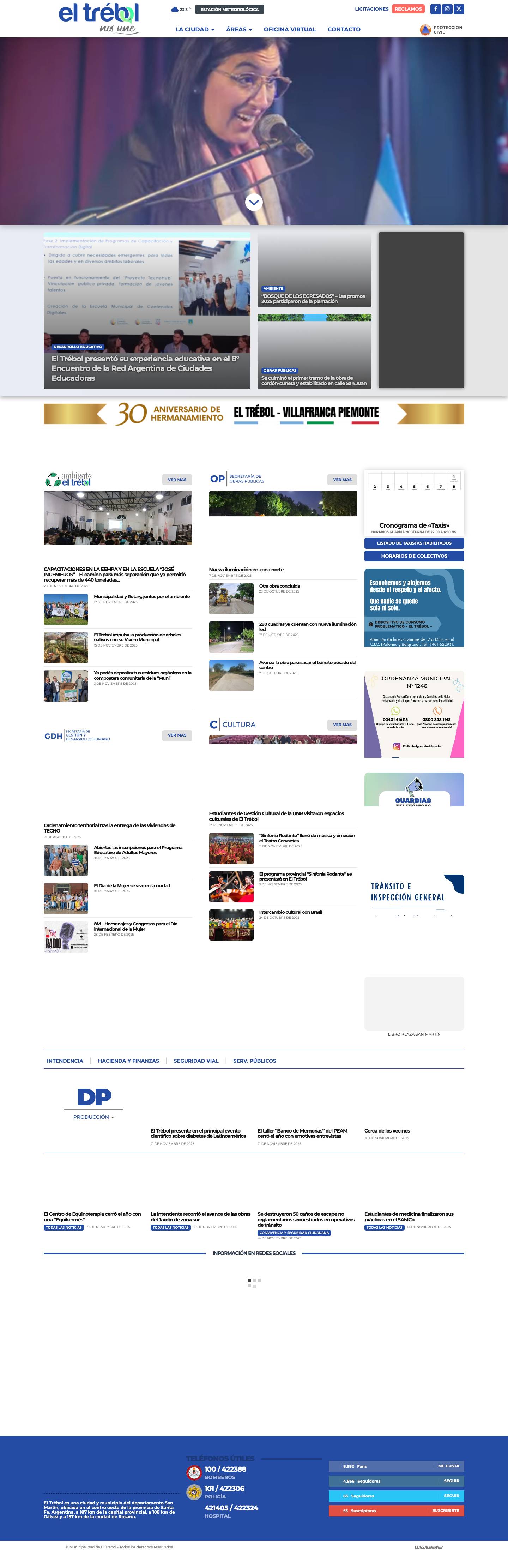Municipalidad de El Trébol | Nos une - Full Screenshot