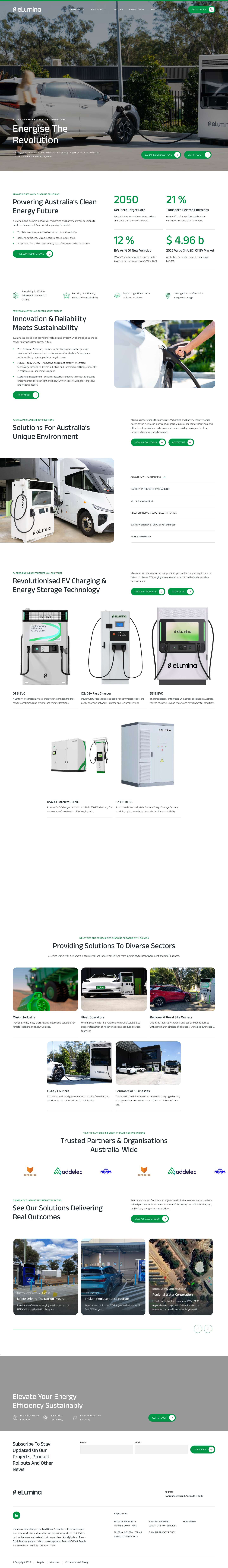 eLumina - Australian BESS and EV charging solution company - Full Screenshot