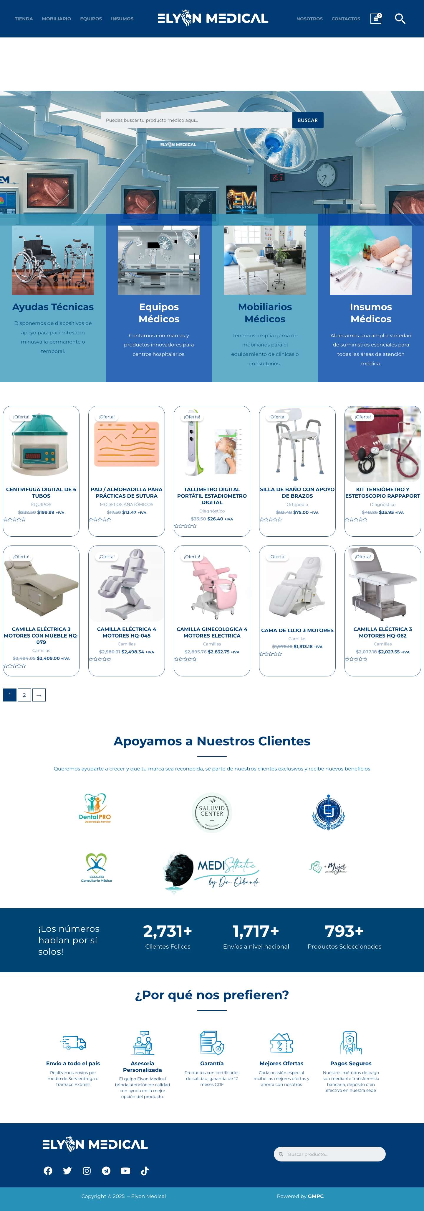 ✅ Equipos y Mobiliario Médico - Elyon Medical - Full Screenshot