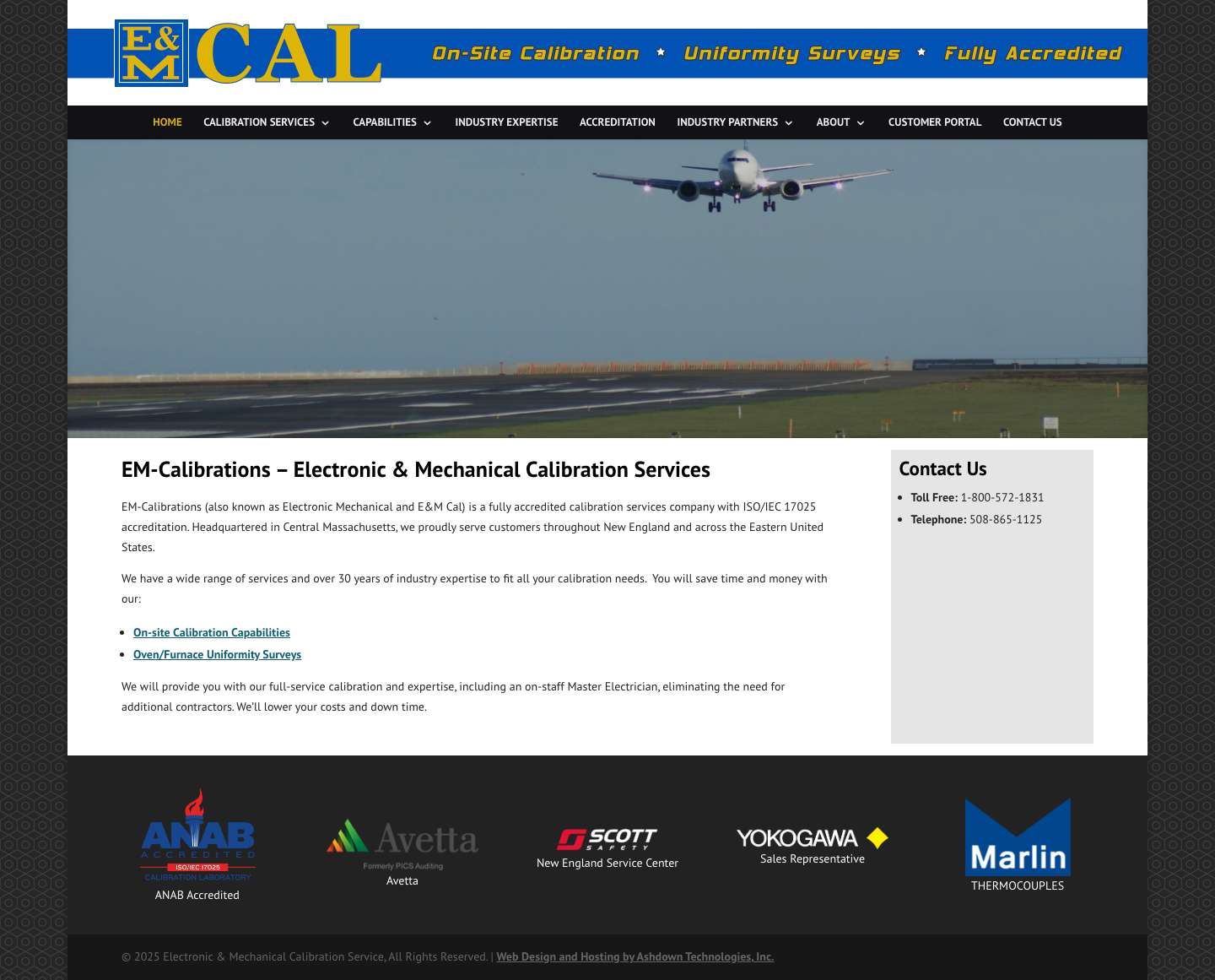 EM-Calibrations - on-site calibration services | Sutton, Massachusetts - Full Screenshot