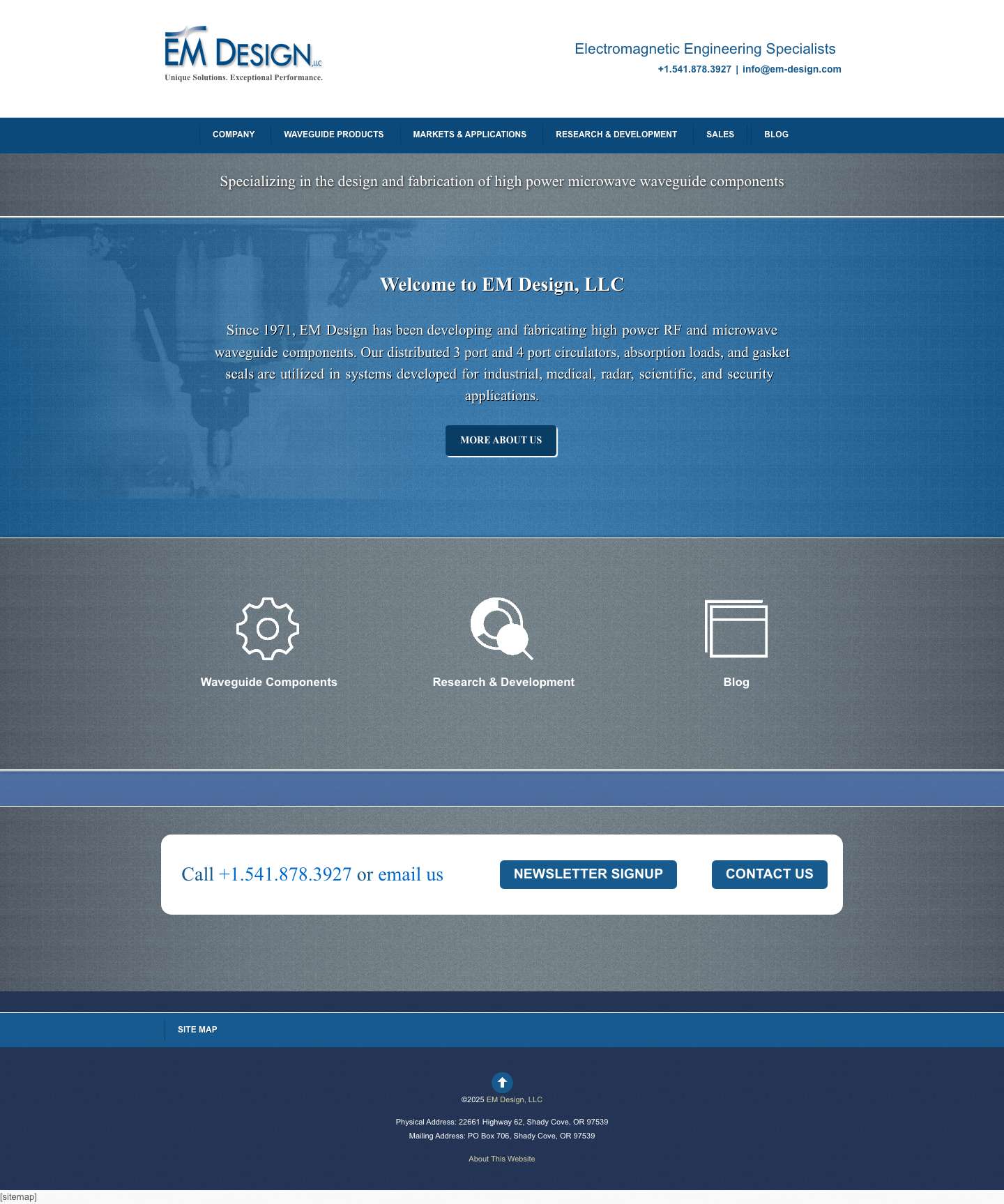 High Power Microwave Waveguide Manufacturer - EM Design, LLCHigh Power Microwave Waveguide Manufacturer - EM Design, LLC - Full Screenshot