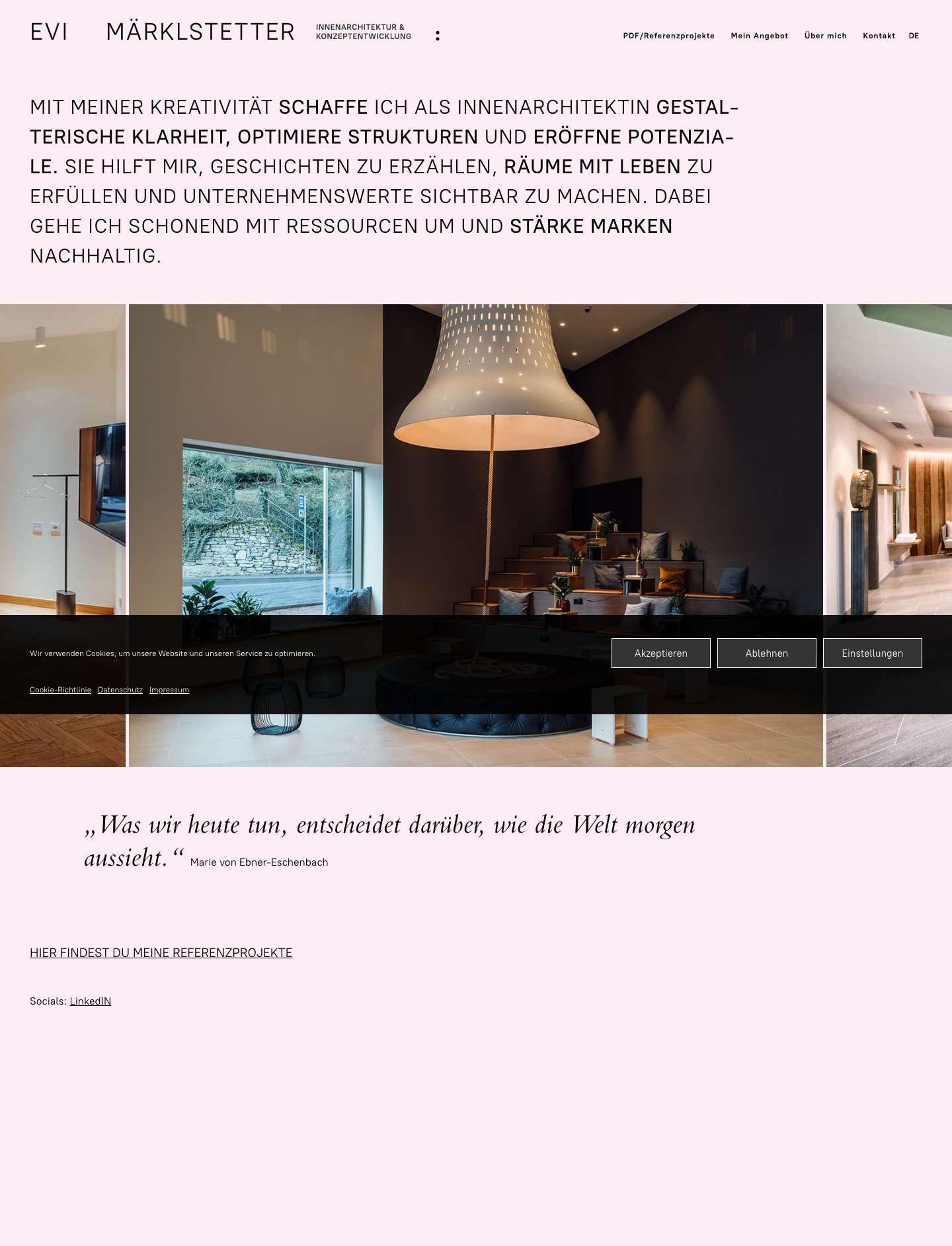 Evi Märklstetter | Innenarchitektur & Konzeptentwicklung - Full Screenshot