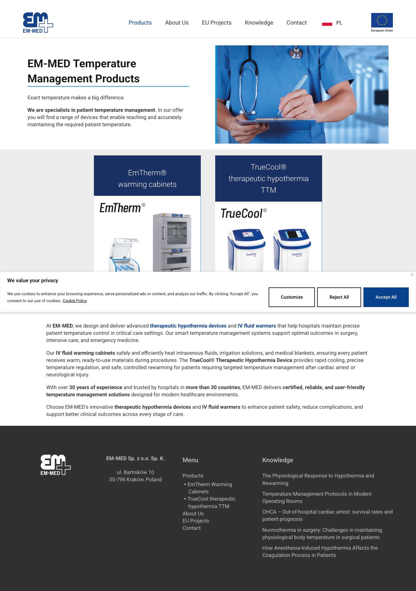 Medical device manufacturer - EM-MED - Full Screenshot