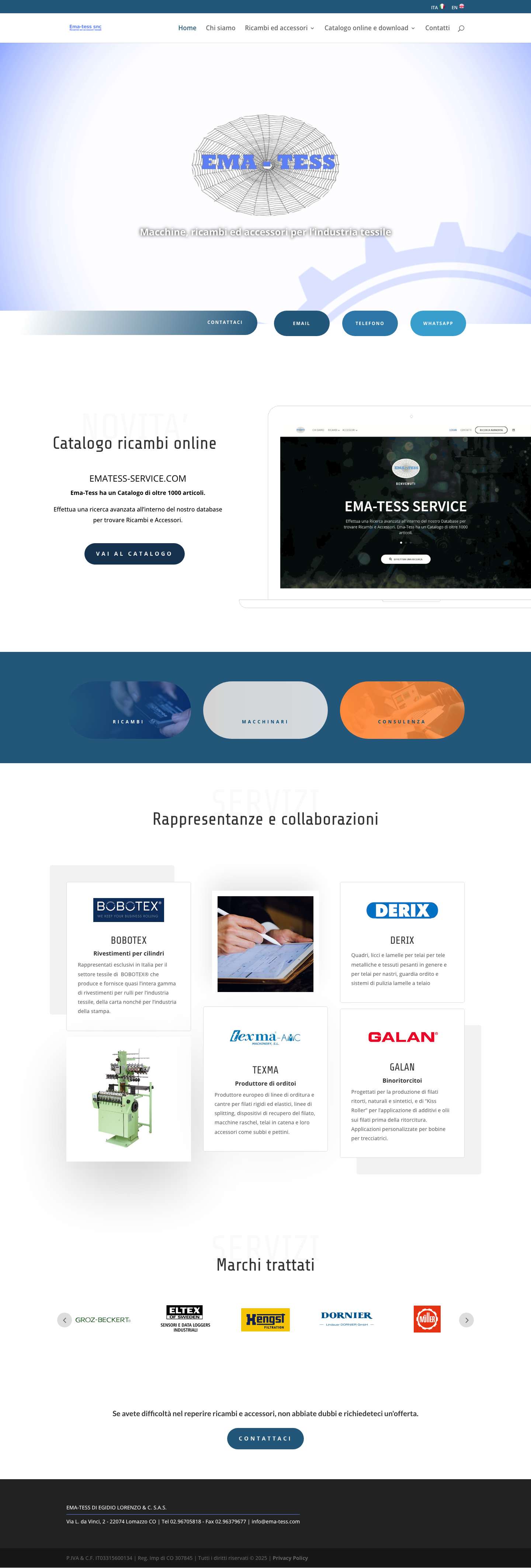 EMA-TESS | Ricambi ed accessori per industria tessile - Full Screenshot