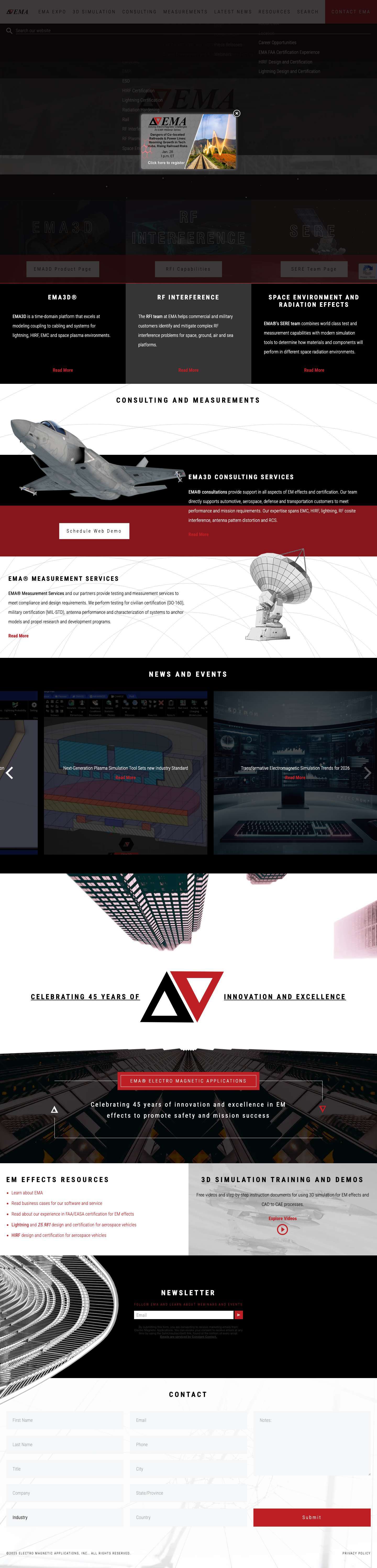 Home - Electro Magnetic Applications, Inc. (EMA) - Full Screenshot