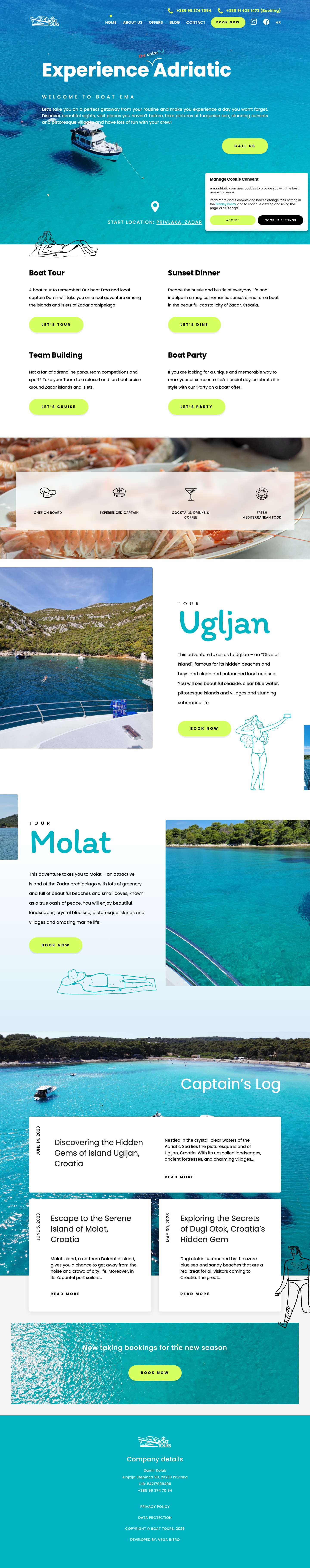 Ema Boat Tours - Experience the colorful Adriatic - Full Screenshot