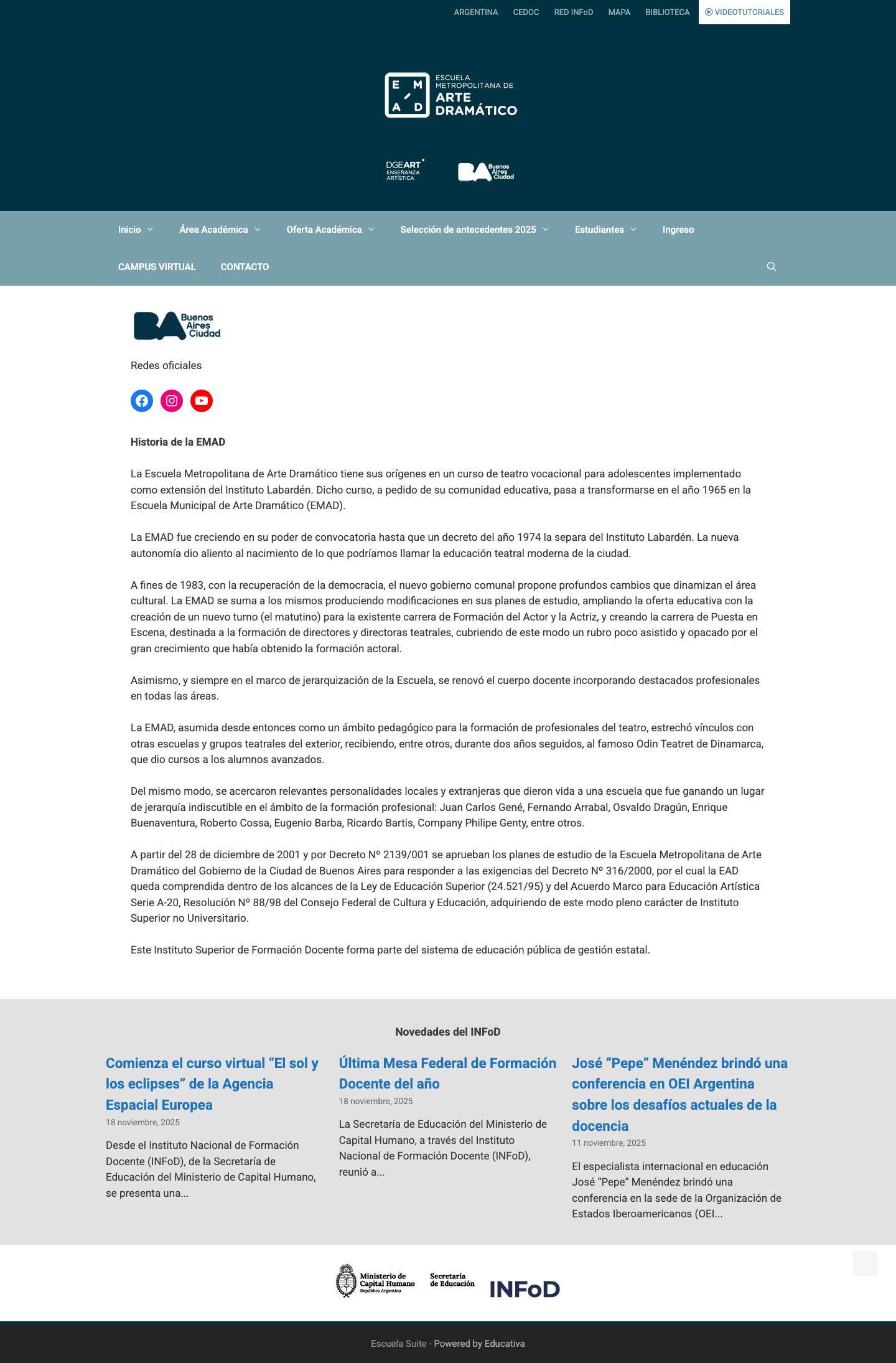 Escuela Metropolitana de Arte Dramático - Full Screenshot