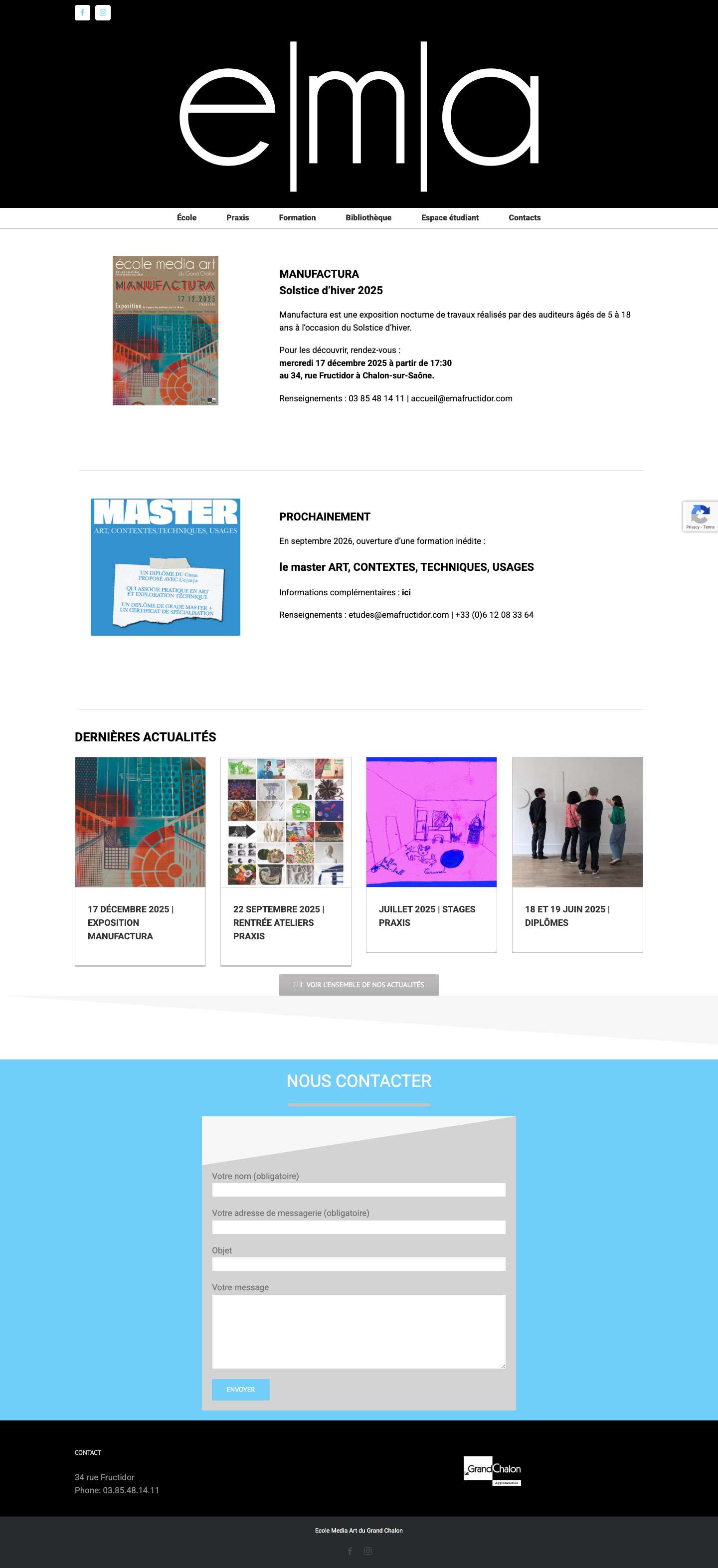 école | media | art du Grand Chalon – e|m|a — Chalon-sur-Saône — Saône et Loire — Bourgogne — Enseignement supérieur d'art — Classe préparatoire — Pratiques amateurs - Full Screenshot