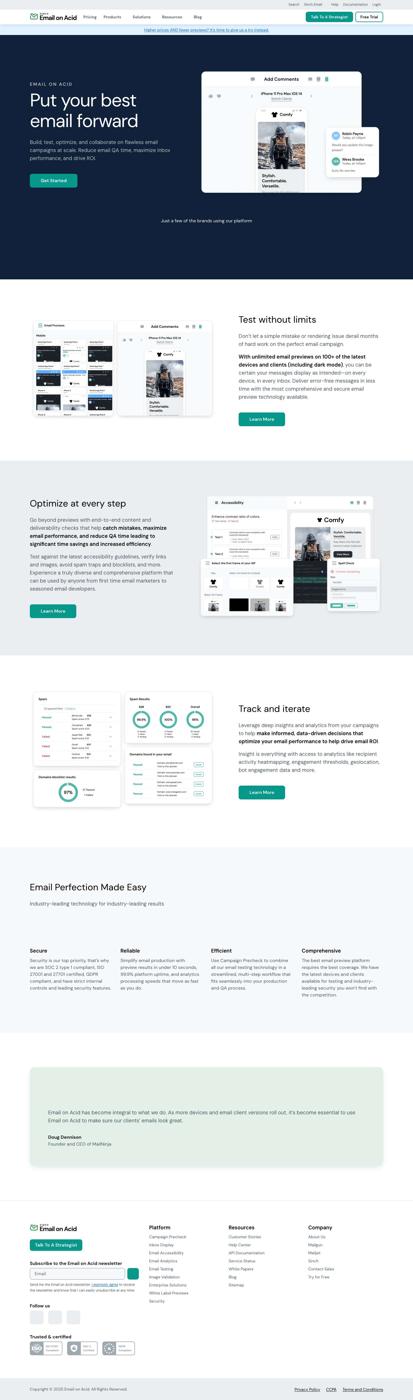 Email on Acid - Email Pre-Deployment Checklist Hilton IBM Bang & Olufsen Forrester KLM The New Yorktimes Follow us on LinkedIn Follow us on X Follow us on Facebook - Full Screenshot