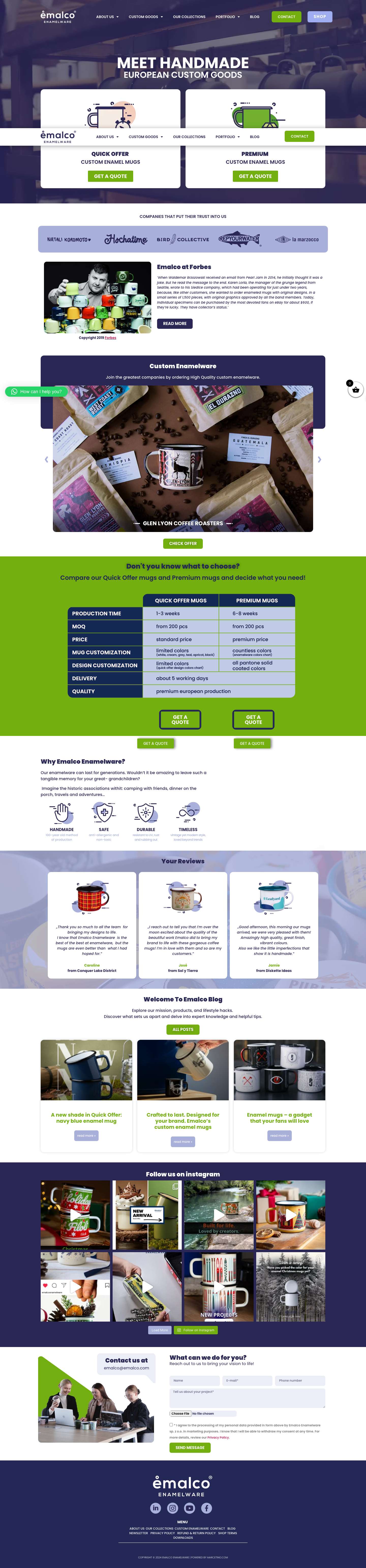 Homepage - Emalco Enamelware Company | Handmade & Traditional Enamelware - Full Screenshot