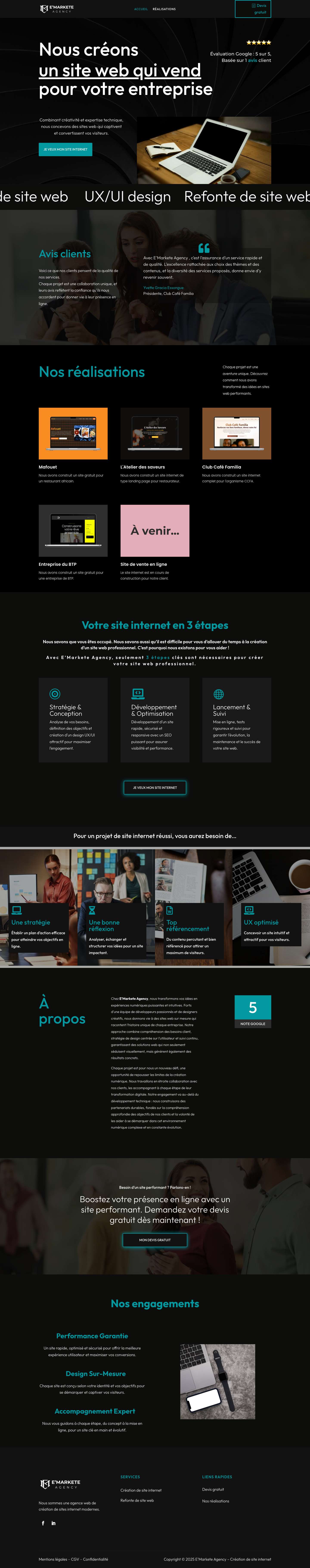 Accueil - E'Markete Agency - Full Screenshot