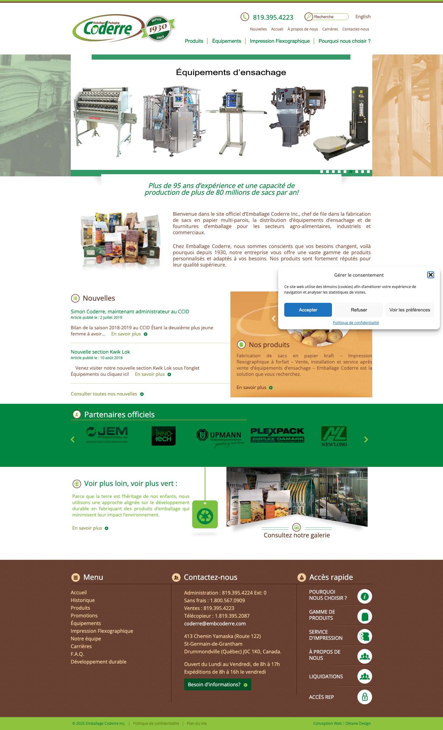 Emballage Coderre - Produits et équipements d'emballage industriels - Full Screenshot