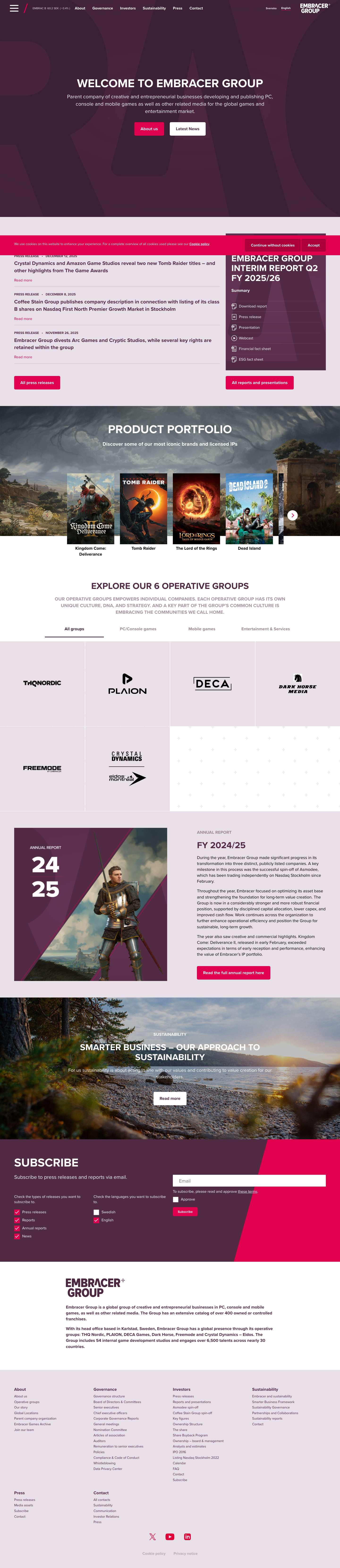 Home - Embracer Group - Full Screenshot