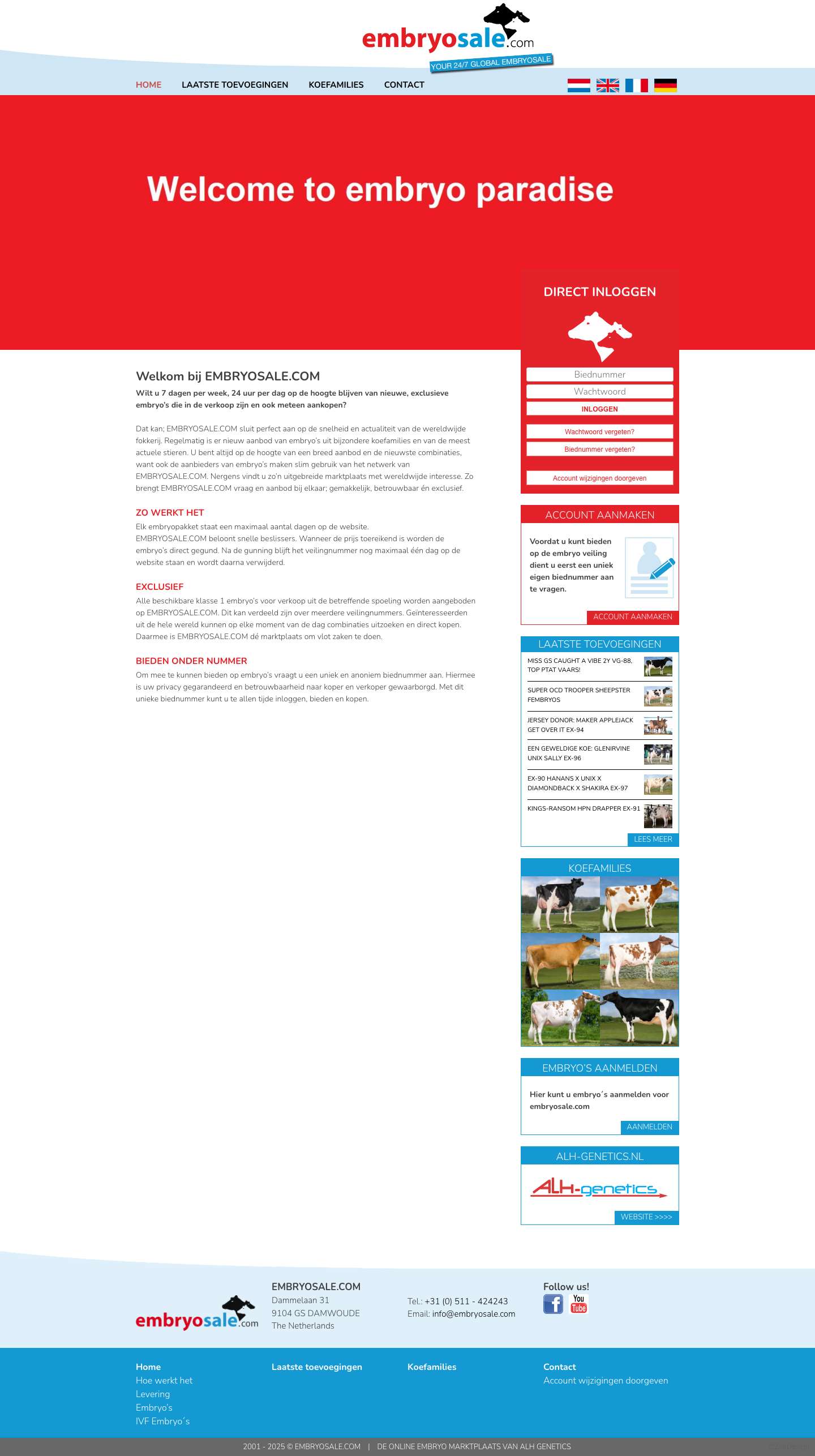 Welkom bij EMBRYOSALE.COM - EMBRYOSALE EMBRYOS - Full Screenshot