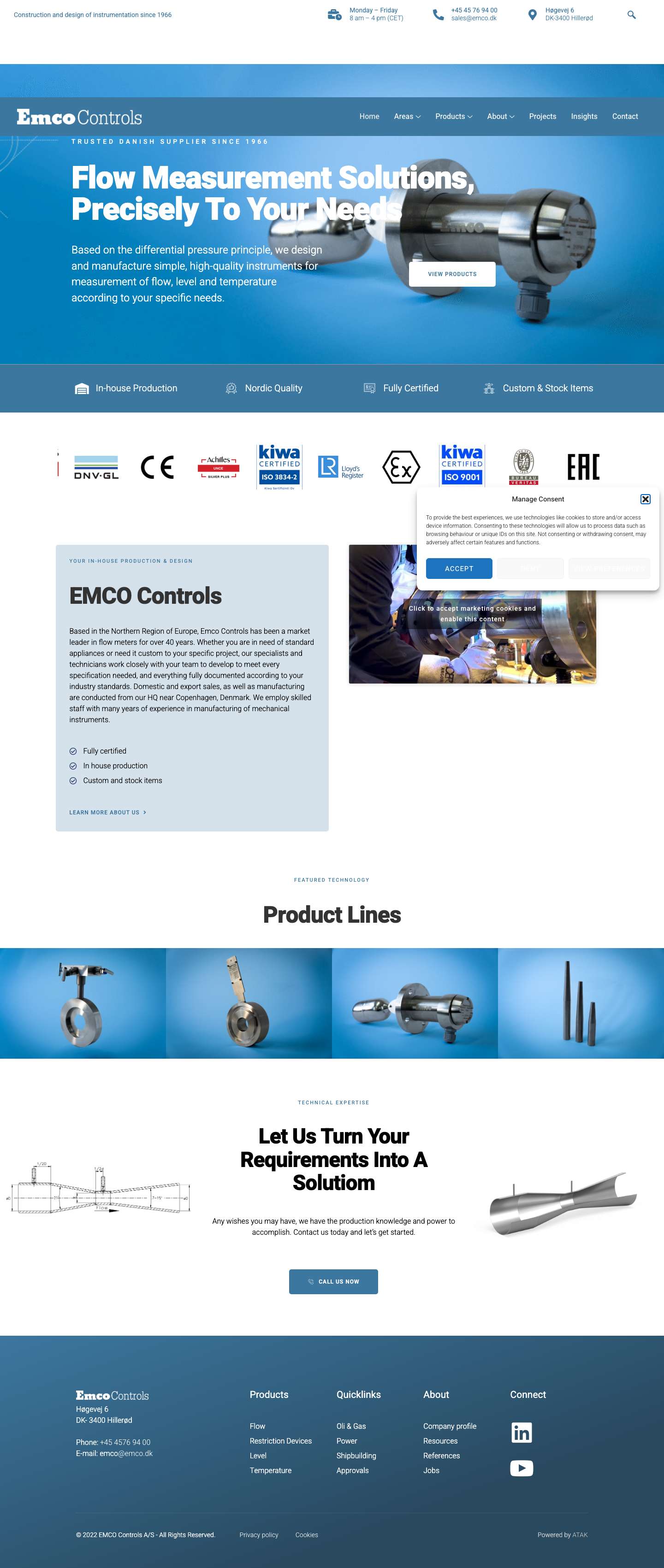 EMCO Controls - Trusted supplier of flow meters since 1966 - Full Screenshot