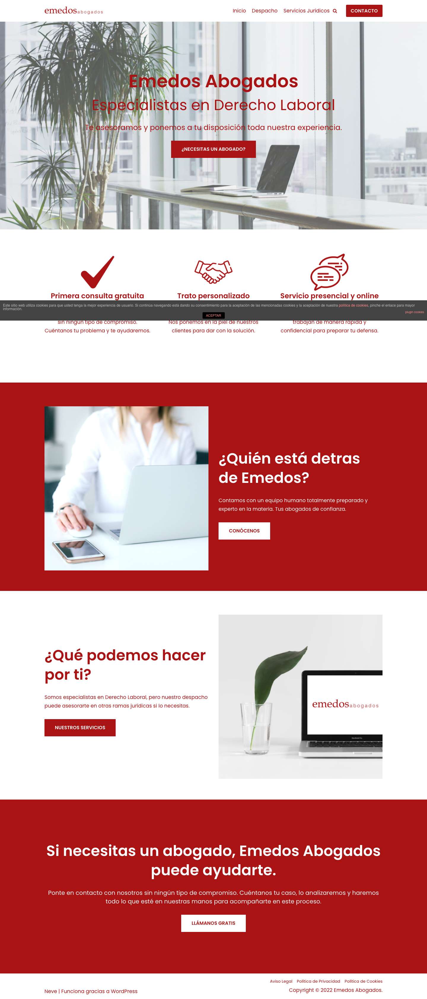Especialistas en Derecho Laboral | Emedos Abogados - Full Screenshot