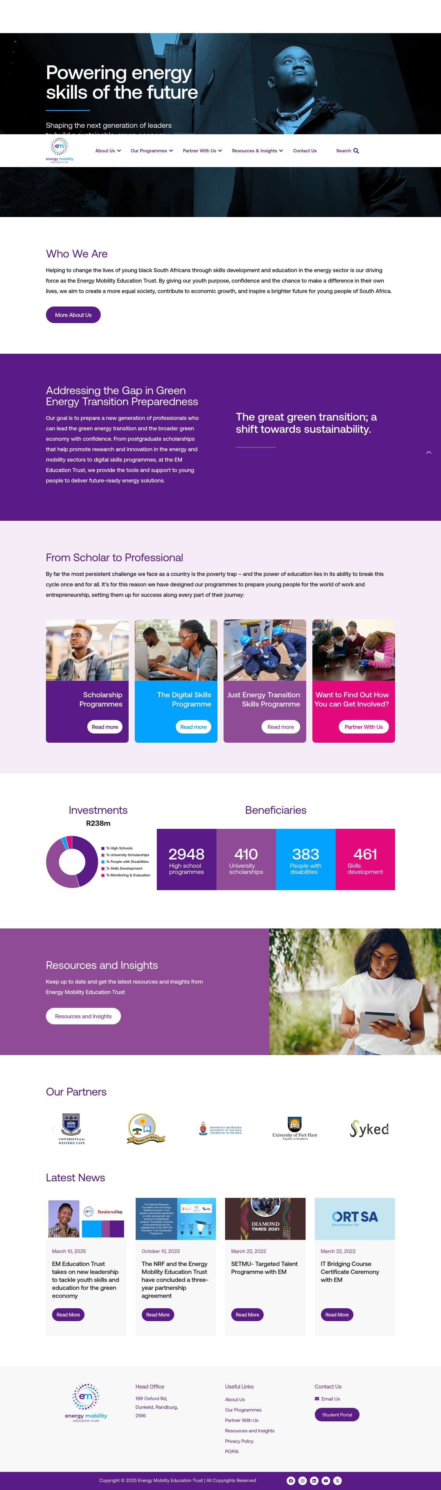 Energy Mobility Education Trust | Powering energy skills of the future | South Africa - Full Screenshot