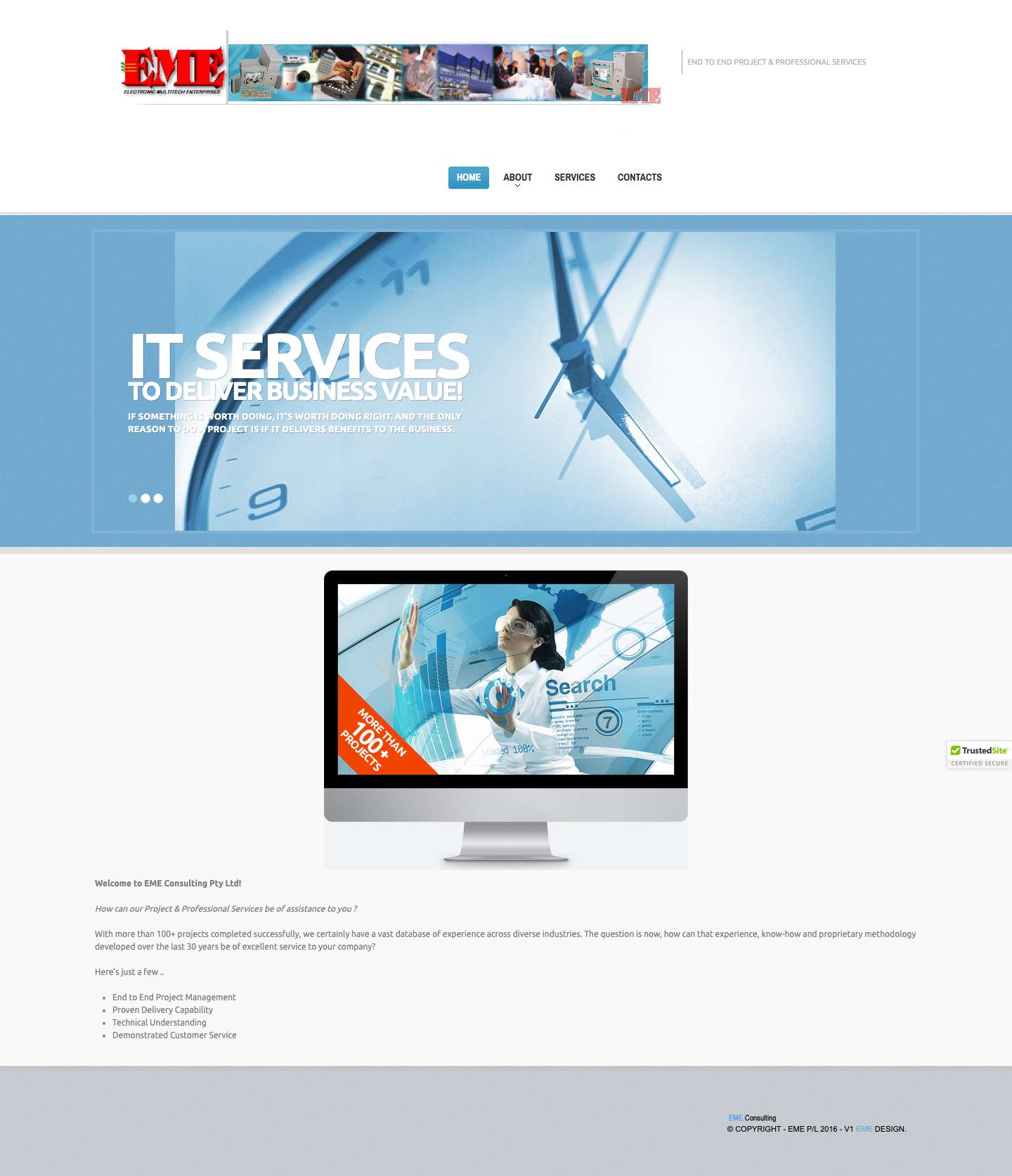 EME Pty Ltd | End to End Project & Professional Services - Full Screenshot