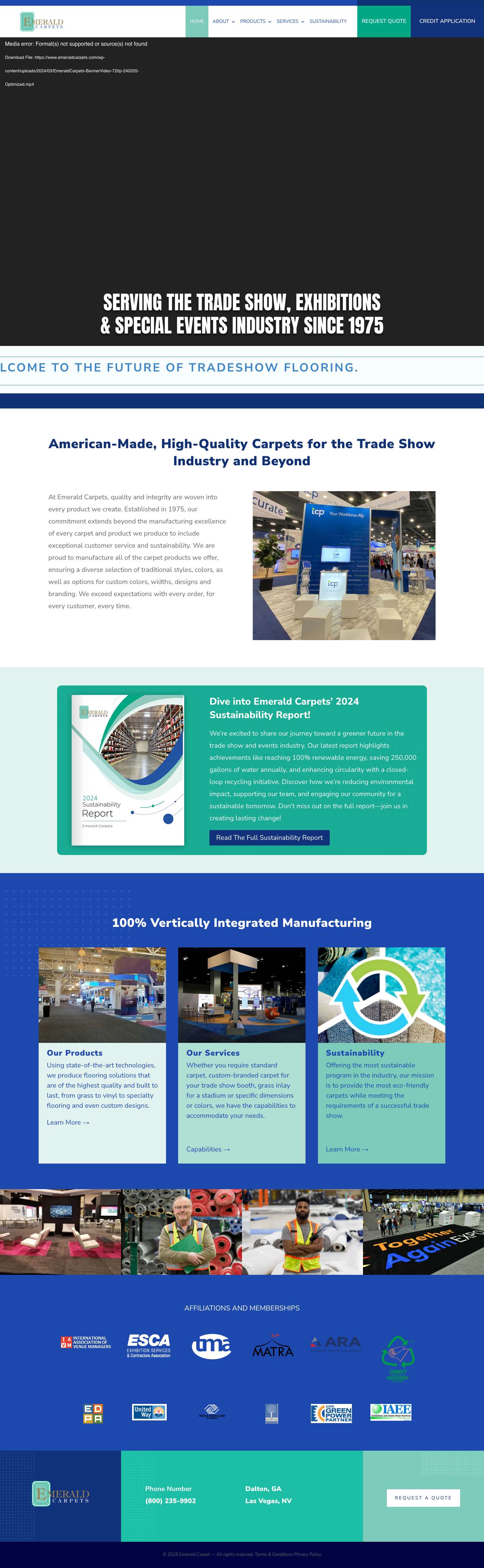 Emerald Carpets | Trade Show Carpet Specialists - Full Screenshot