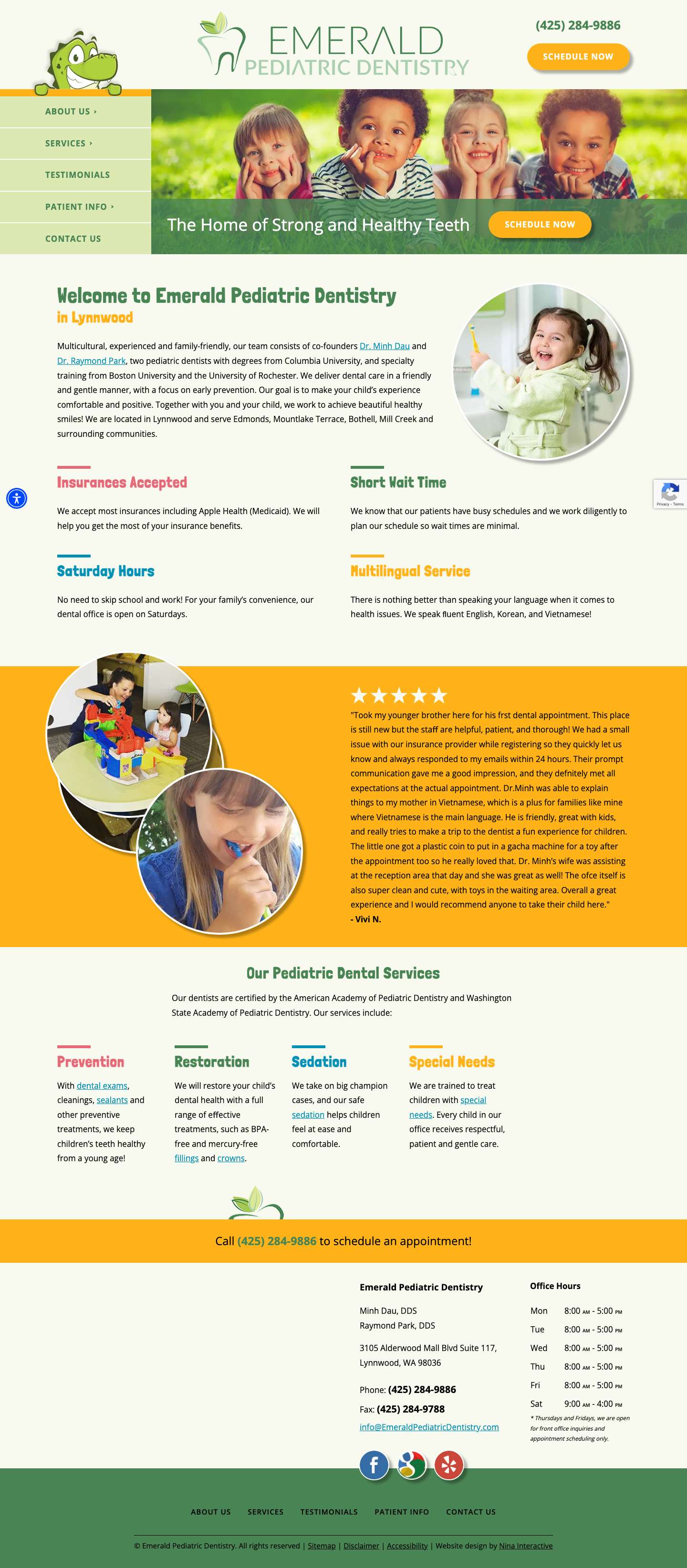 Childrens Dentist Lynnwood, WA 98036 | Emerald Pediatric Dentistry - Full Screenshot