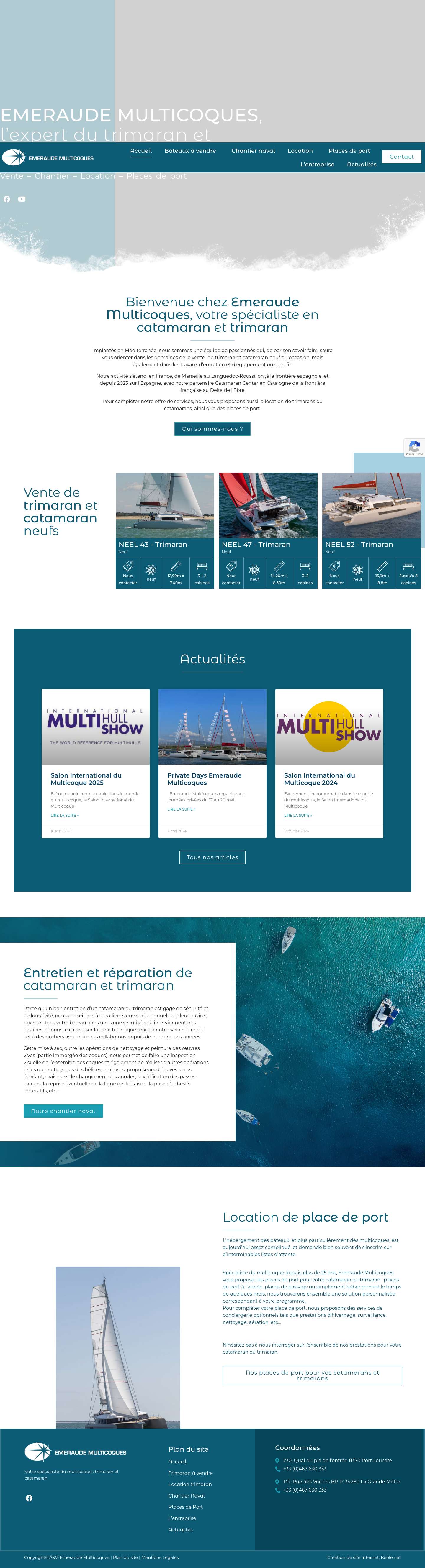 EMERAUDE MULTICOQUES, l’expert du trimaran et catamaran - Full Screenshot