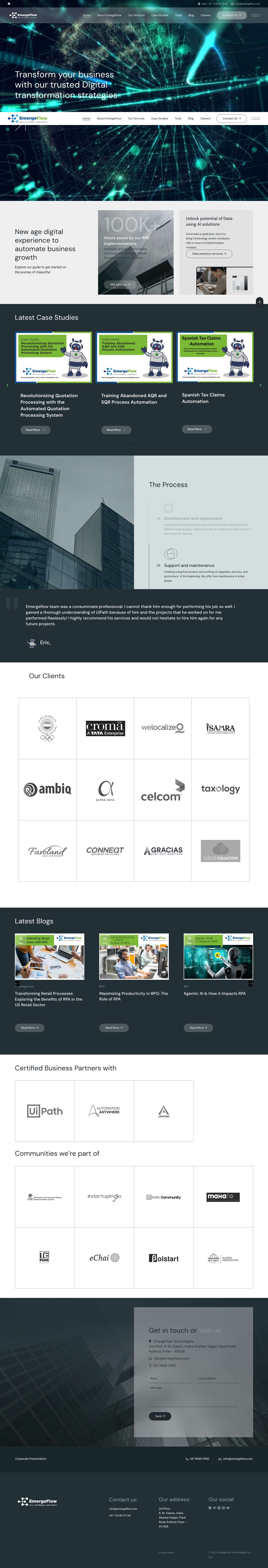 RPA & AI Consulting Experts | EmergeFlow - Full Screenshot