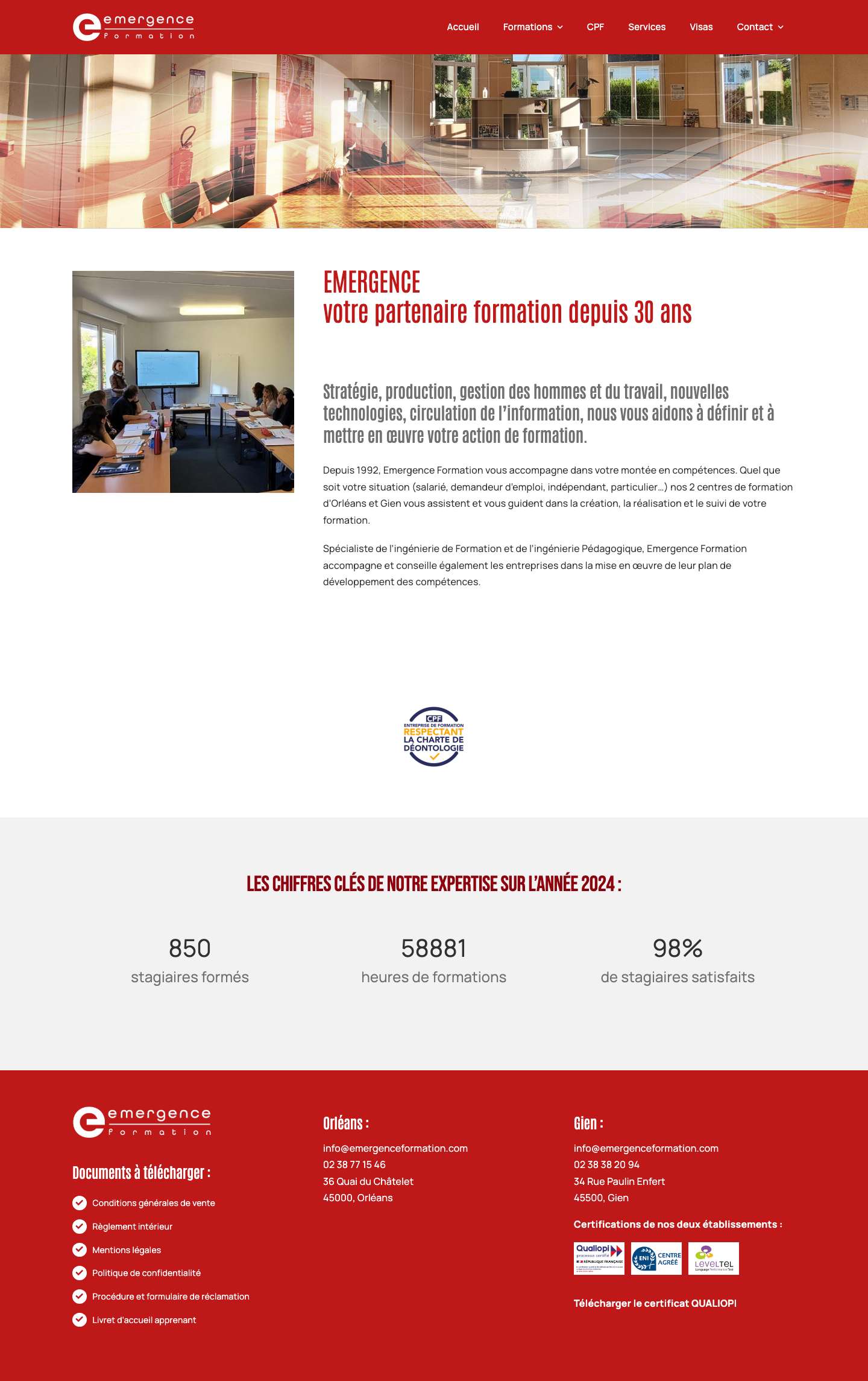 Emergence Formation - Accueil - Emergence Formation - Formateur langues étrangère et bureautique - Full Screenshot
