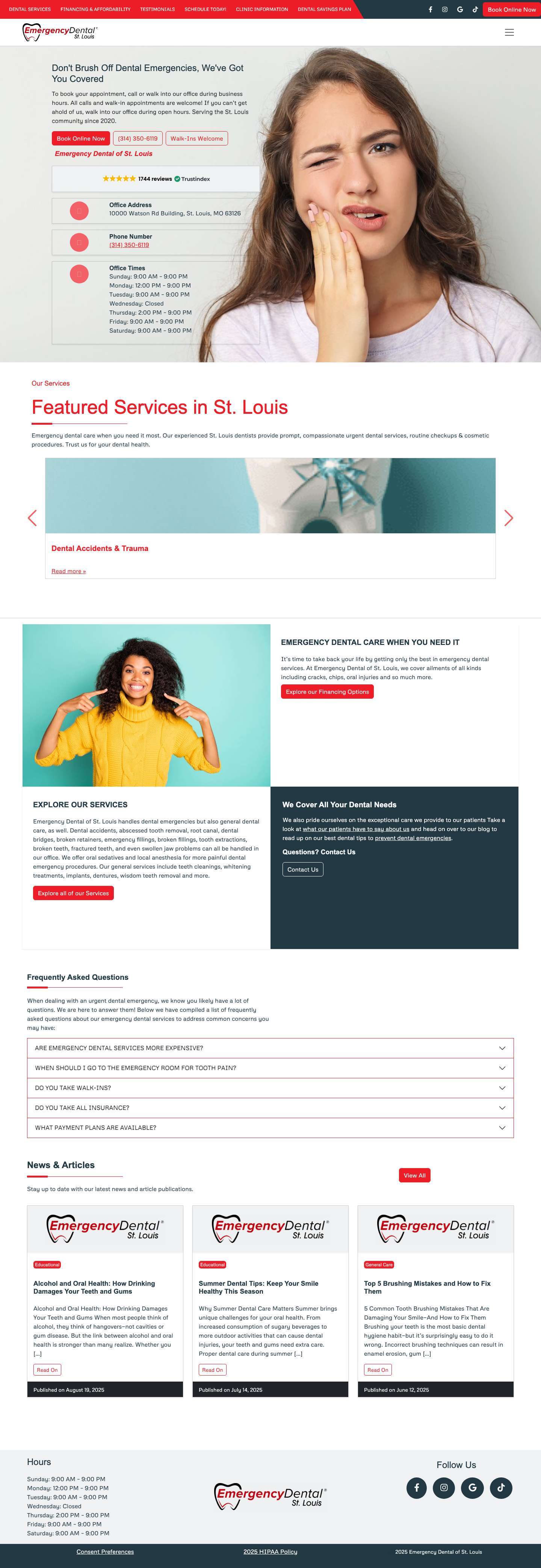 Emergency Dental Of St. Louis - Dentist Near Me - Full Screenshot