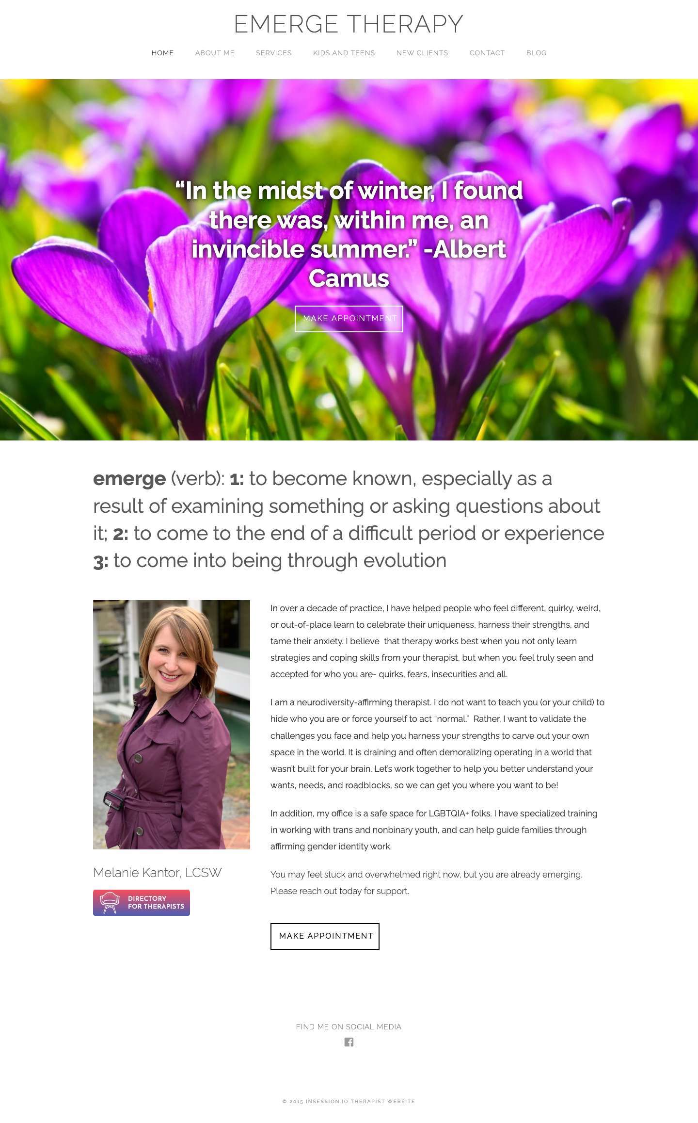 Emerge Therapy | Melanie Kantor, LCSW - Full Screenshot