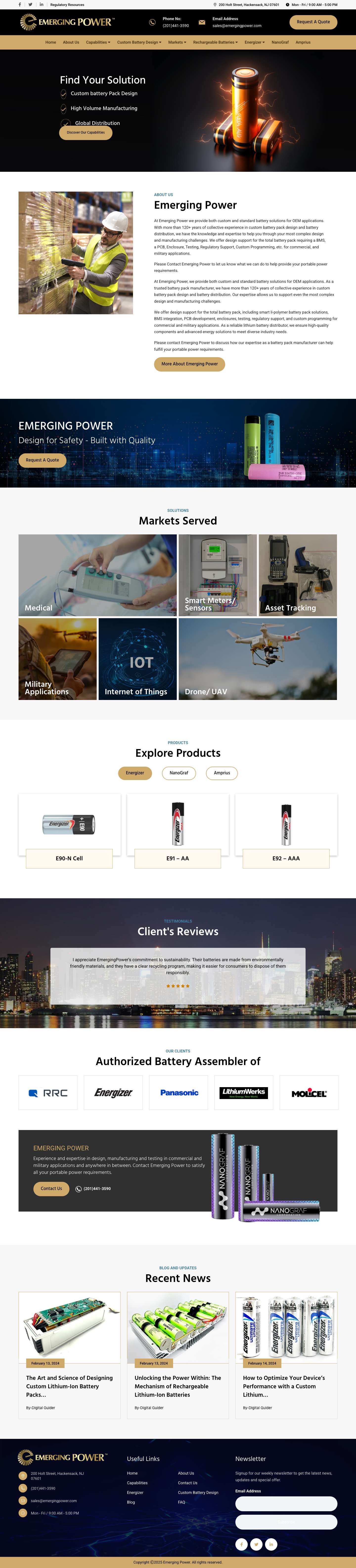 Custom Lithium Battery Pack Manufacturers & Suppliers USA - Full Screenshot