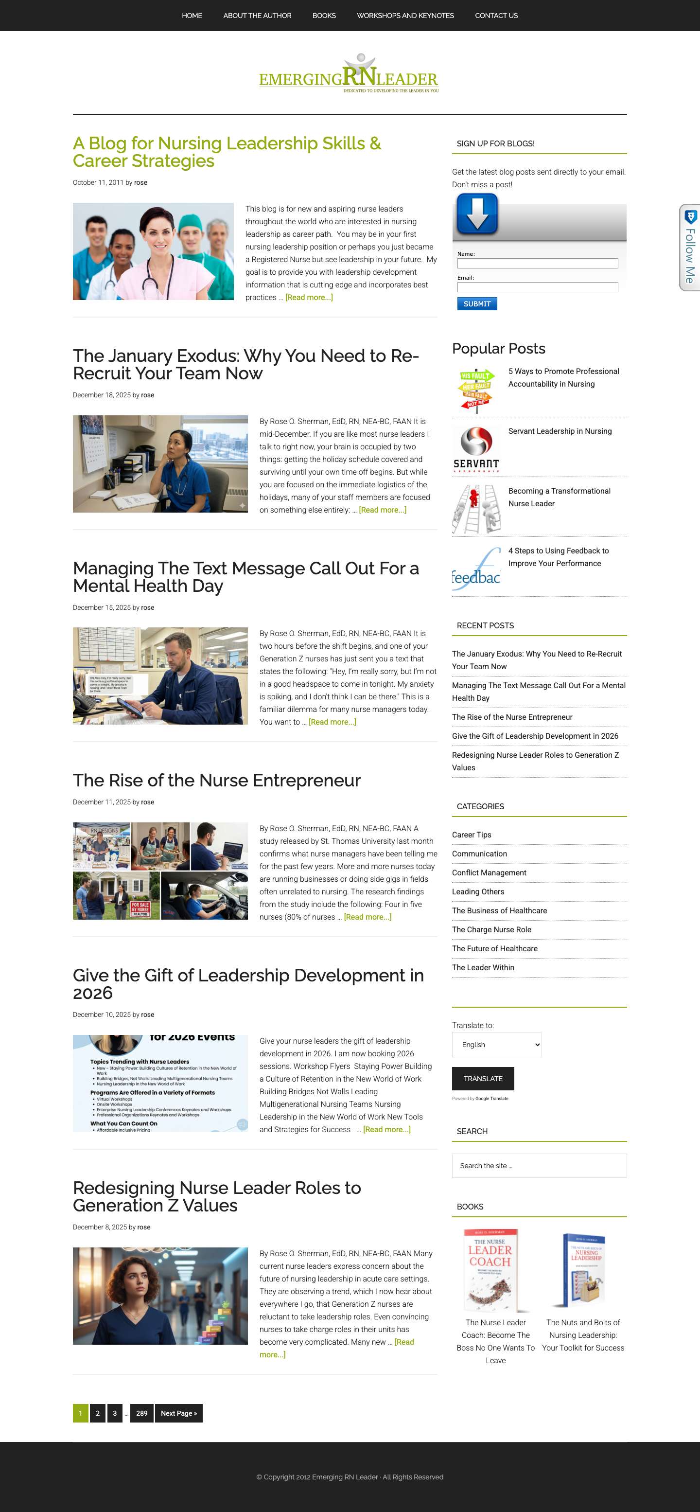 Emerging Nurse Leader - A leadership development blog - Full Screenshot