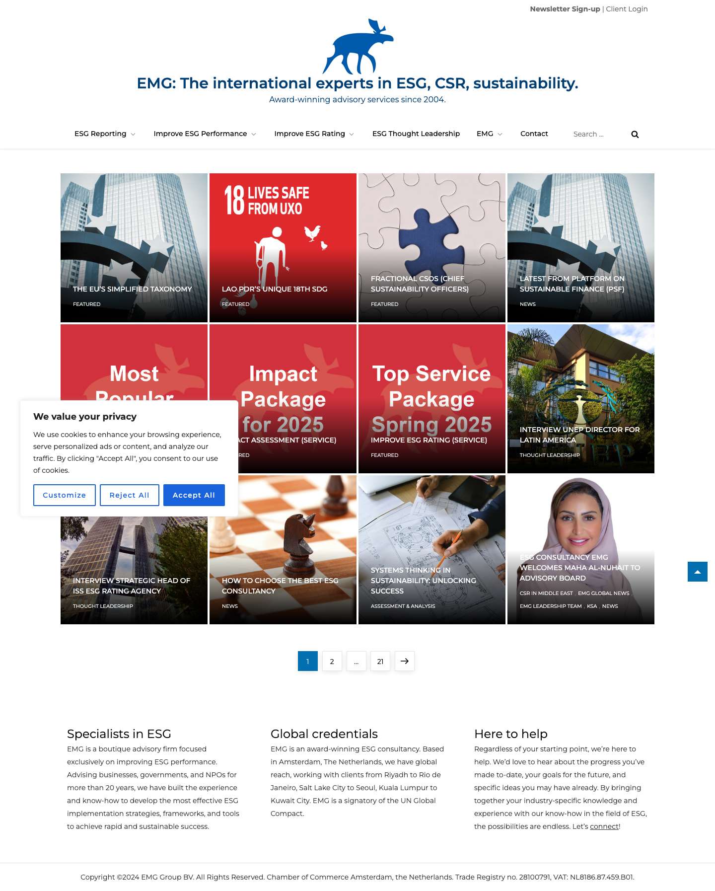 EMG: The international experts in ESG, CSR, sustainability. - Award-winning advisory services since 2004. - Full Screenshot