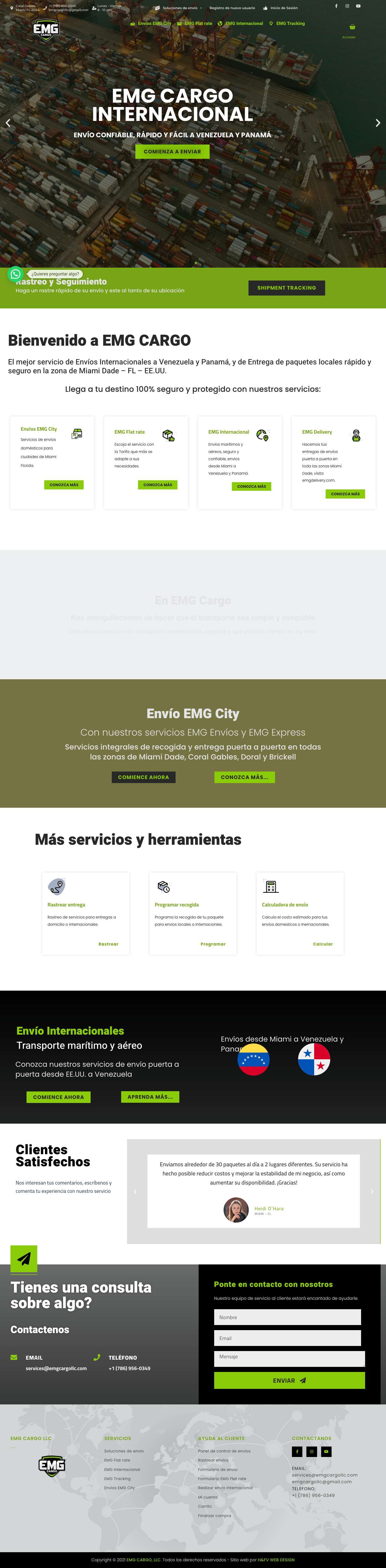 Envíos Internacionales | Entrega de paquetes | EMG CARGO - Full Screenshot