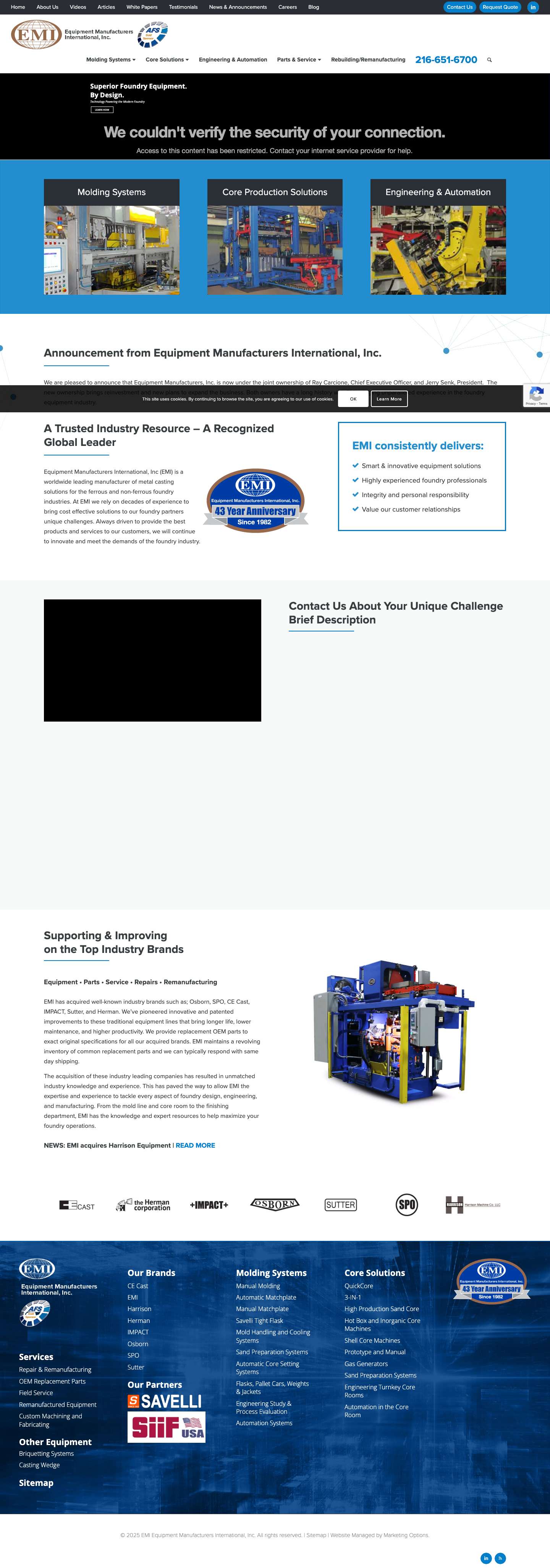 EMI | Foundry Equipment Manufacturer in Cleveland, OH - Full Screenshot