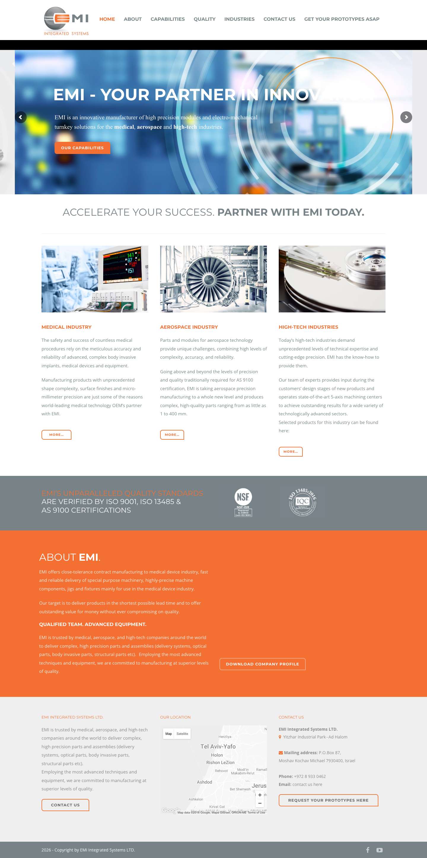 EMI Integrated Systems | Medical, High Tech & Aerospace | CNC - Full Screenshot