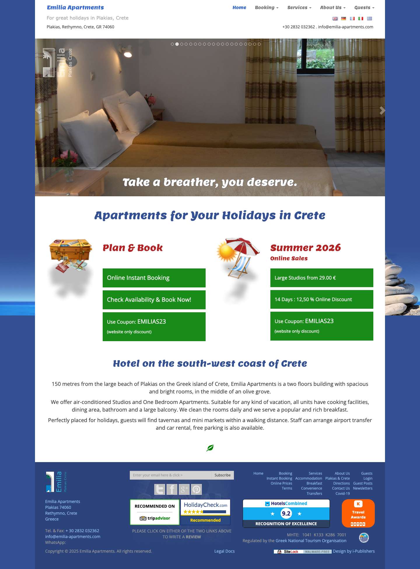 Emilia Apts – Holidays in Crete, Plakias - Full Screenshot