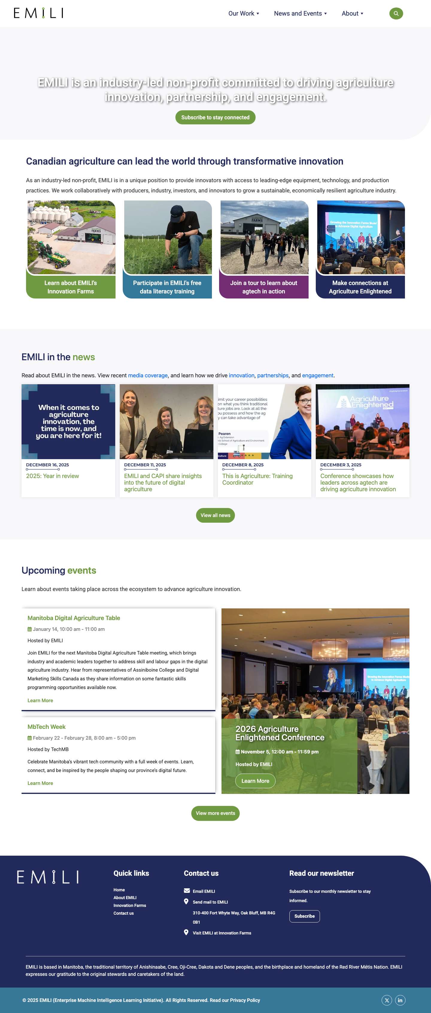 EMILI – Driving Agriculture InnovationHome - EMILI - Driving Agriculture Innovation - Full Screenshot