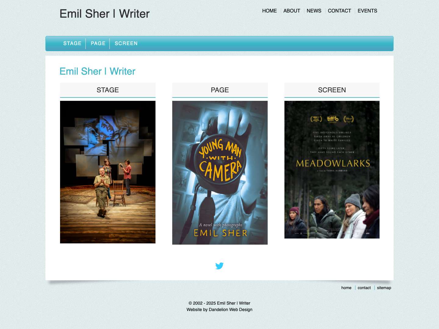 Emil Sher | Writer: Page, Stage, Screen - Full Screenshot