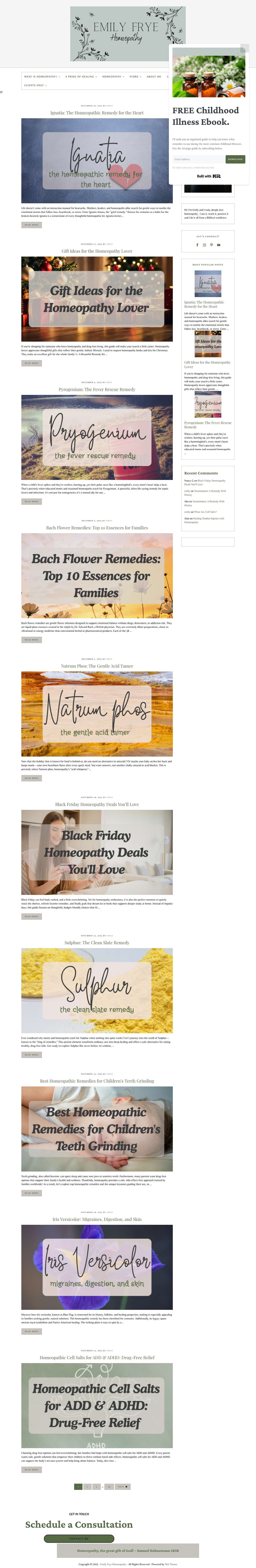 Emily Frye Homeopathy - Using homeopathy to create a healing homeFacebookInstagramPinterestYouTube - Full Screenshot