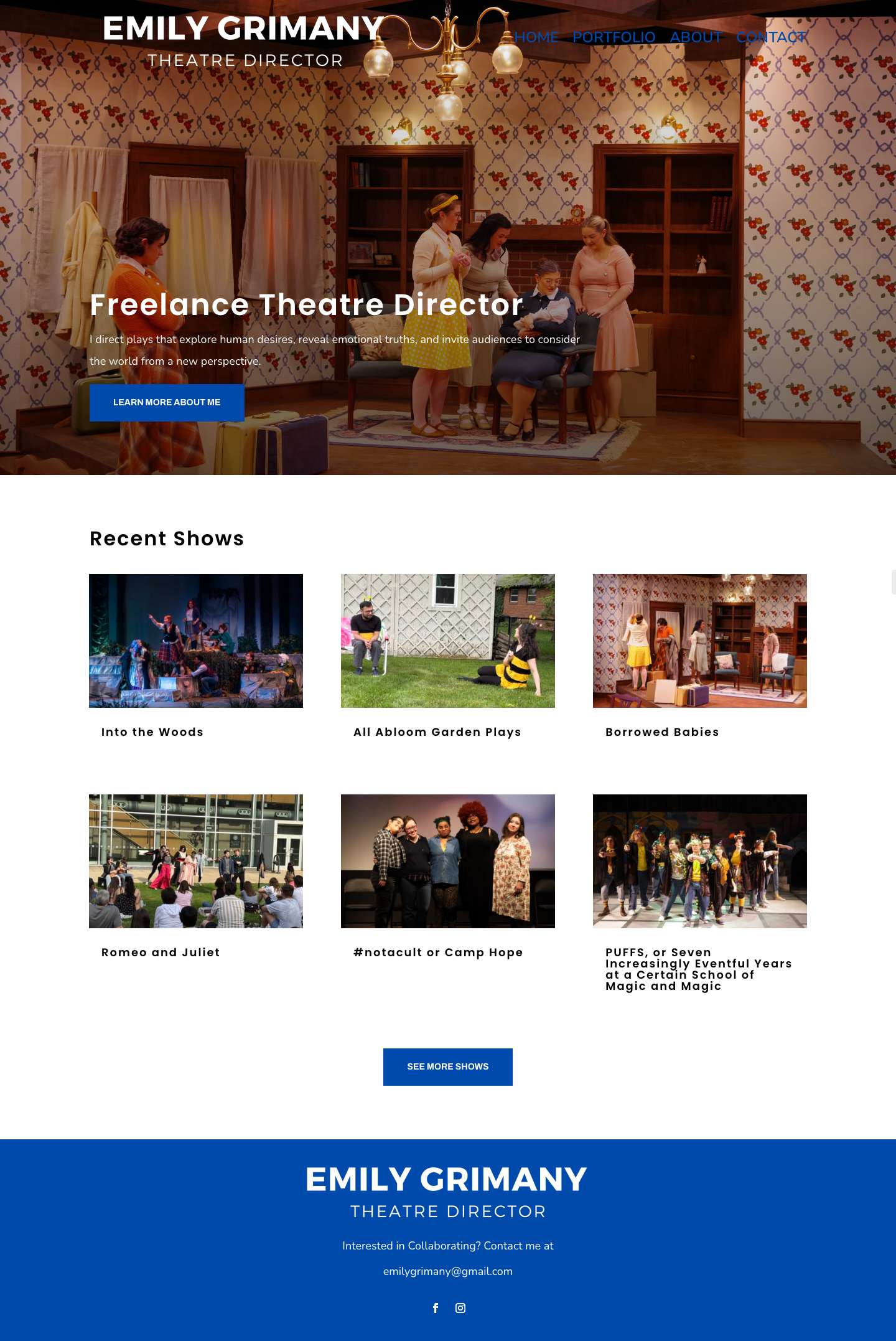 Emily Grimany - Freelance Theatre Director & Actor - Full Screenshot