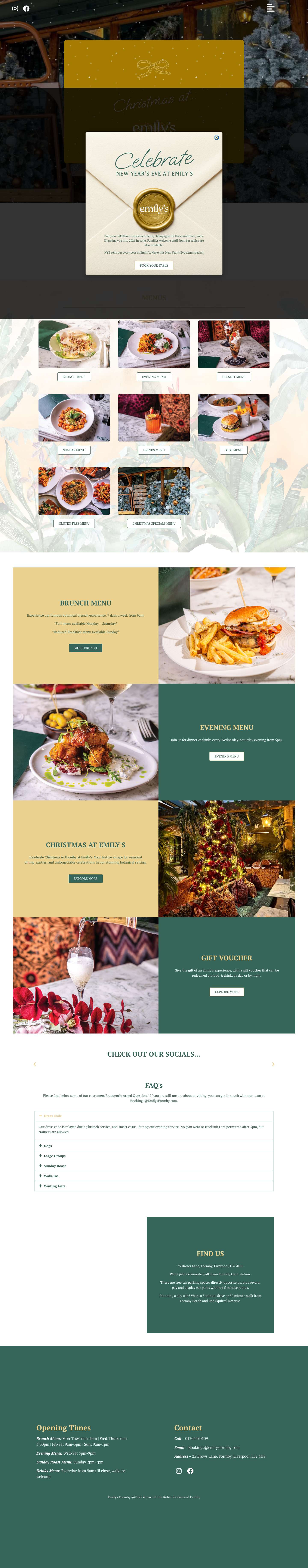 Restaurant in Formby - Emilys - Full Screenshot